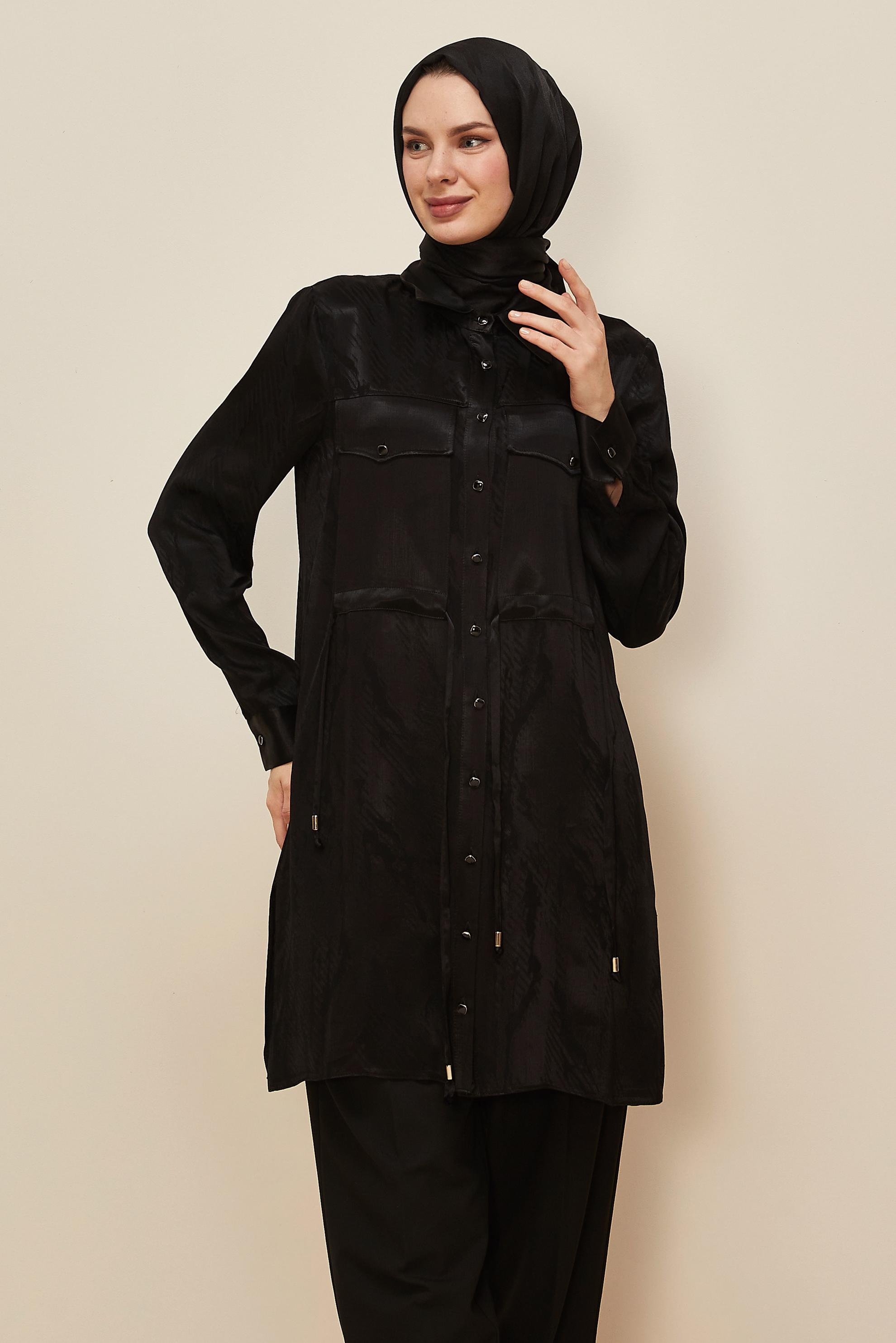 Tesettür giyim SİYAH 46088 8859 TUNİK 38-44 TEK 40