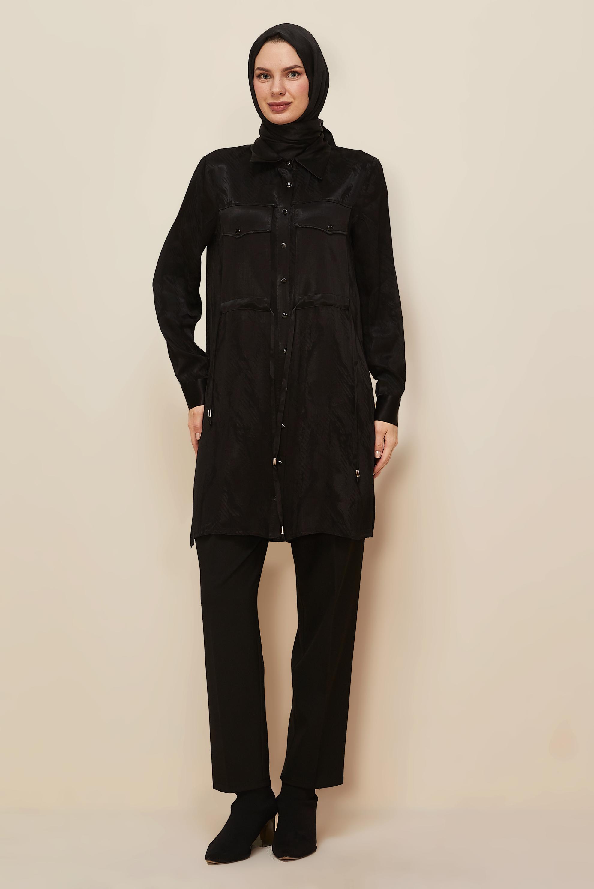 Tesettür giyim SİYAH 46088 8859 TUNİK 38-44 TEK 40