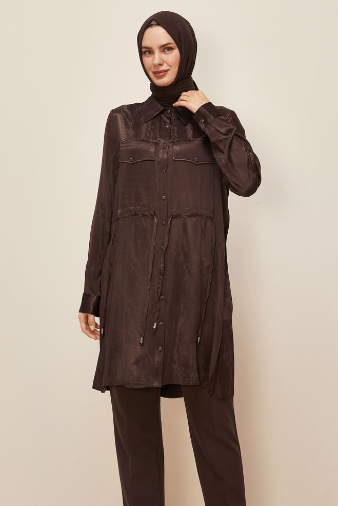 Tesettür giyim KAHVE 46088 8859 TUNİK 38-44 TEK 40 - ALVİNA