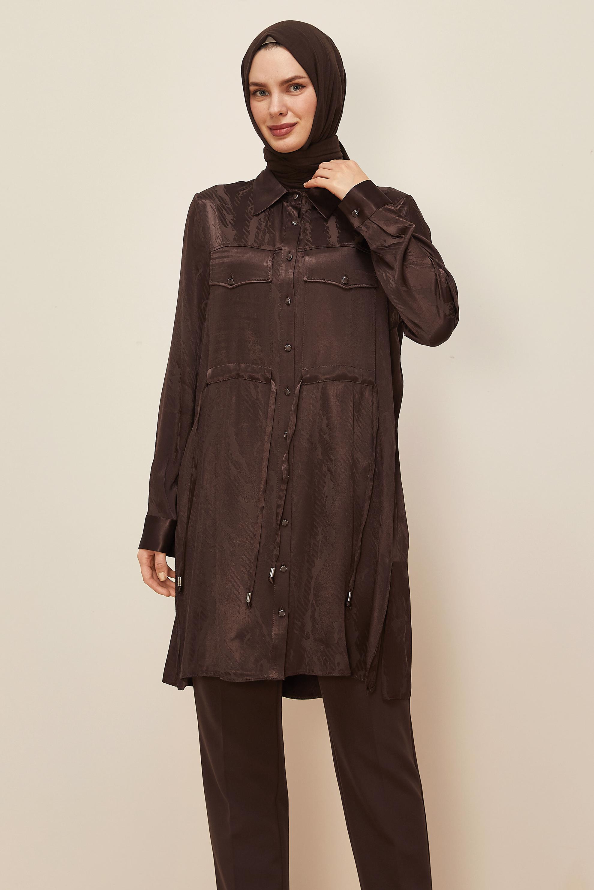 Tesettür giyim KAHVE 46088 8859 TUNİK 38-44 TEK 40