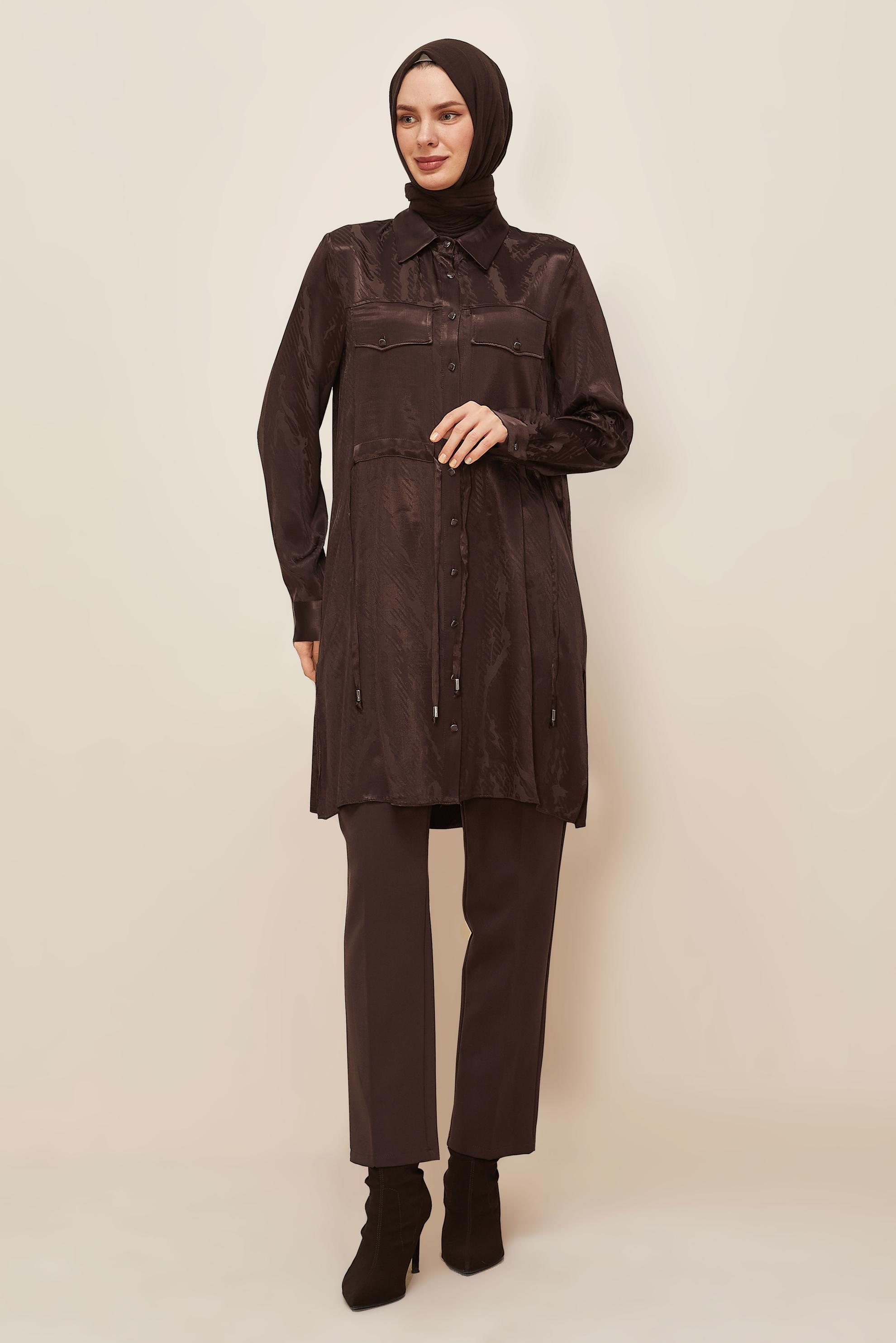 Tesettür giyim KAHVE 46088 8859 TUNİK 38-44 TEK 40
