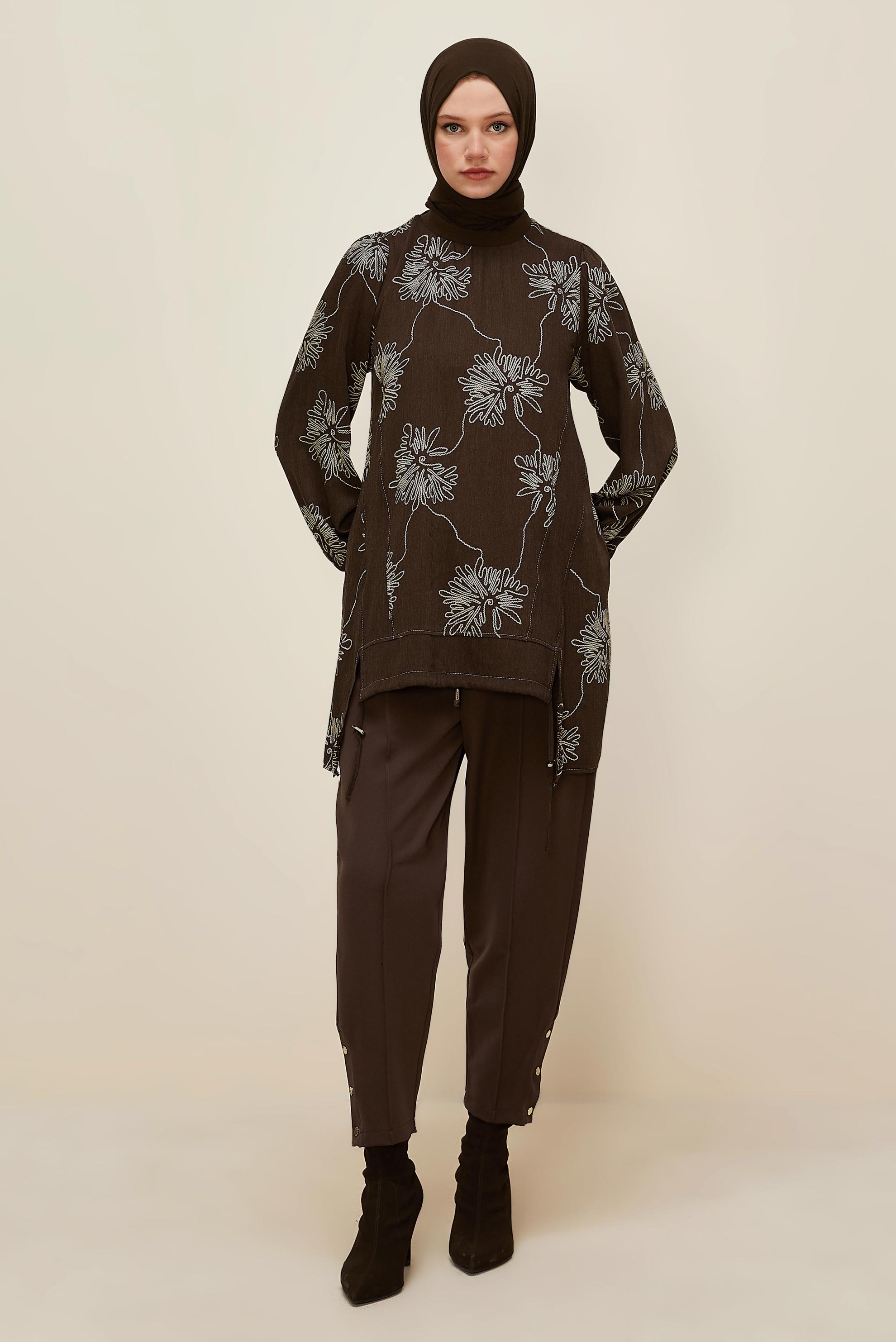 Hijab clothing BROWN PATTERNED TUNIC 46089