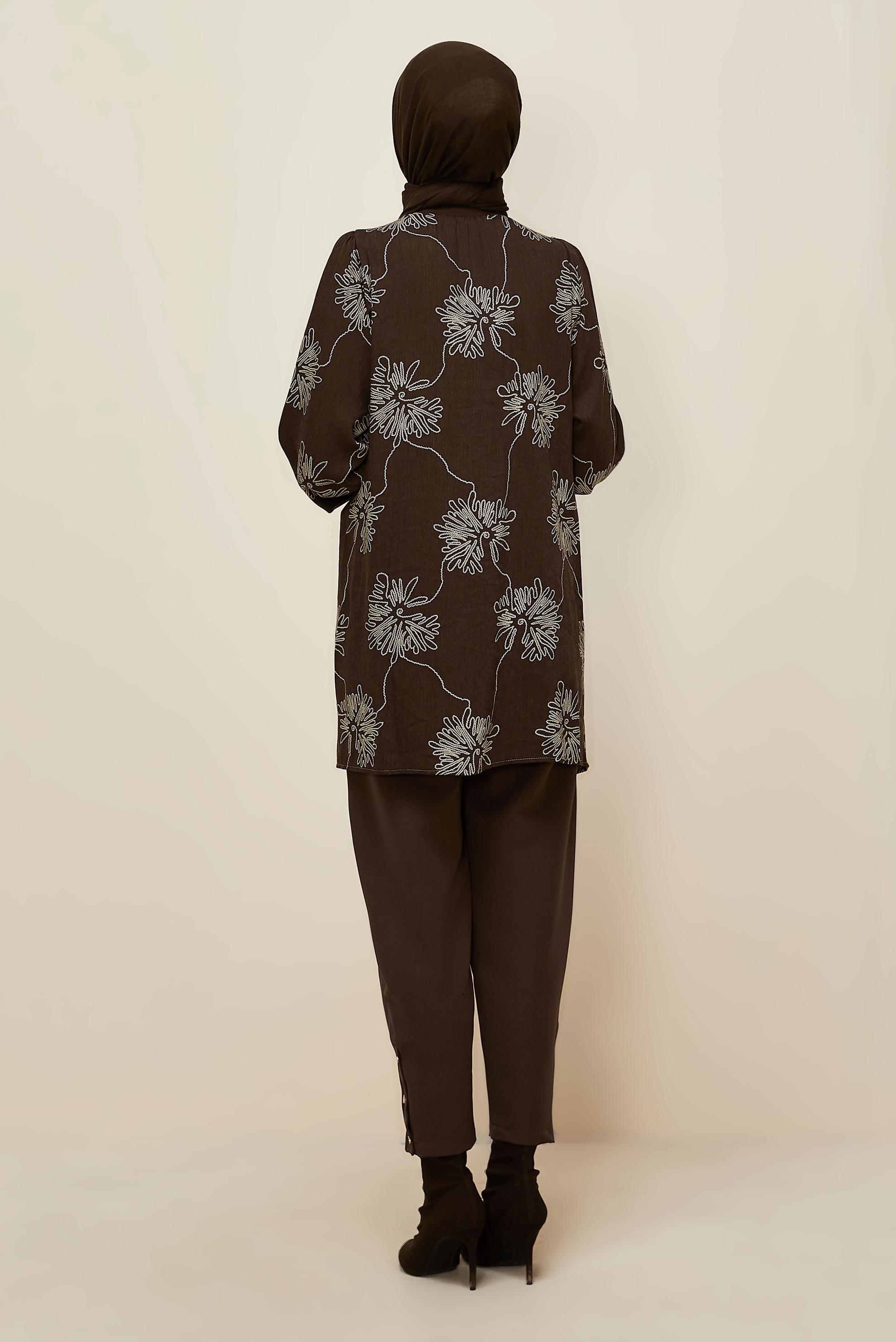 Hijab clothing BROWN PATTERNED TUNIC 46089
