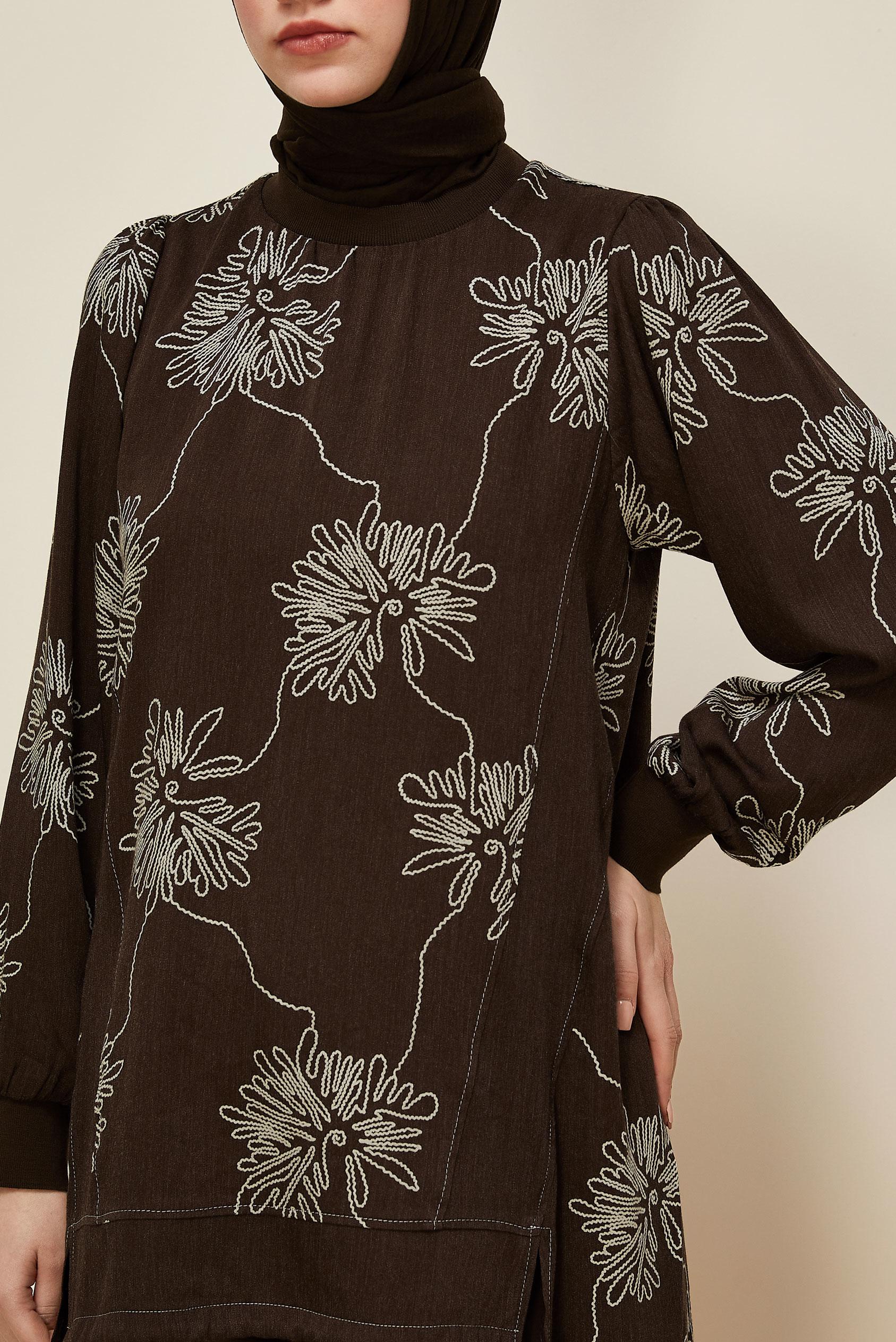 Hijab clothing BROWN PATTERNED TUNIC 46089