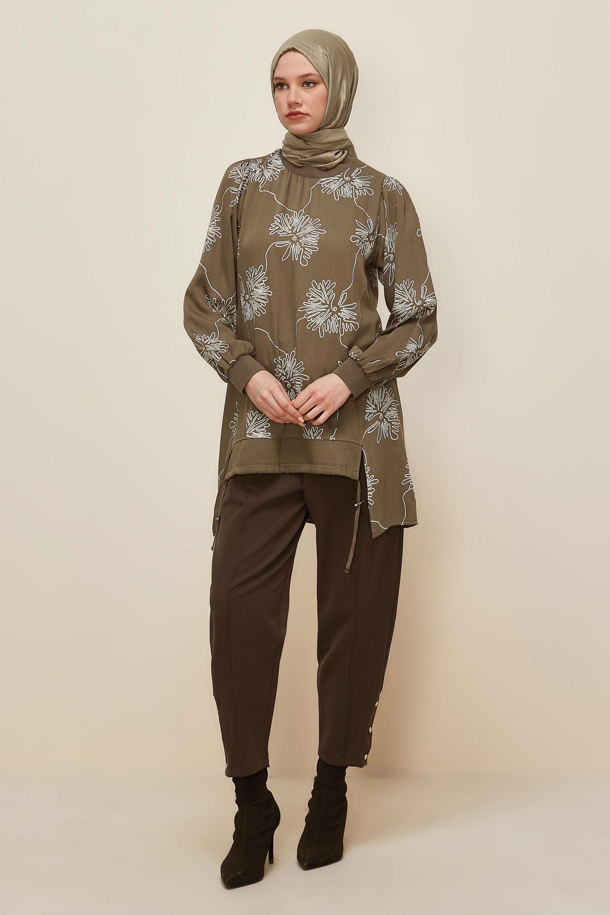 Tesettür giyim VİZON DESENLİ TUNİK 46089