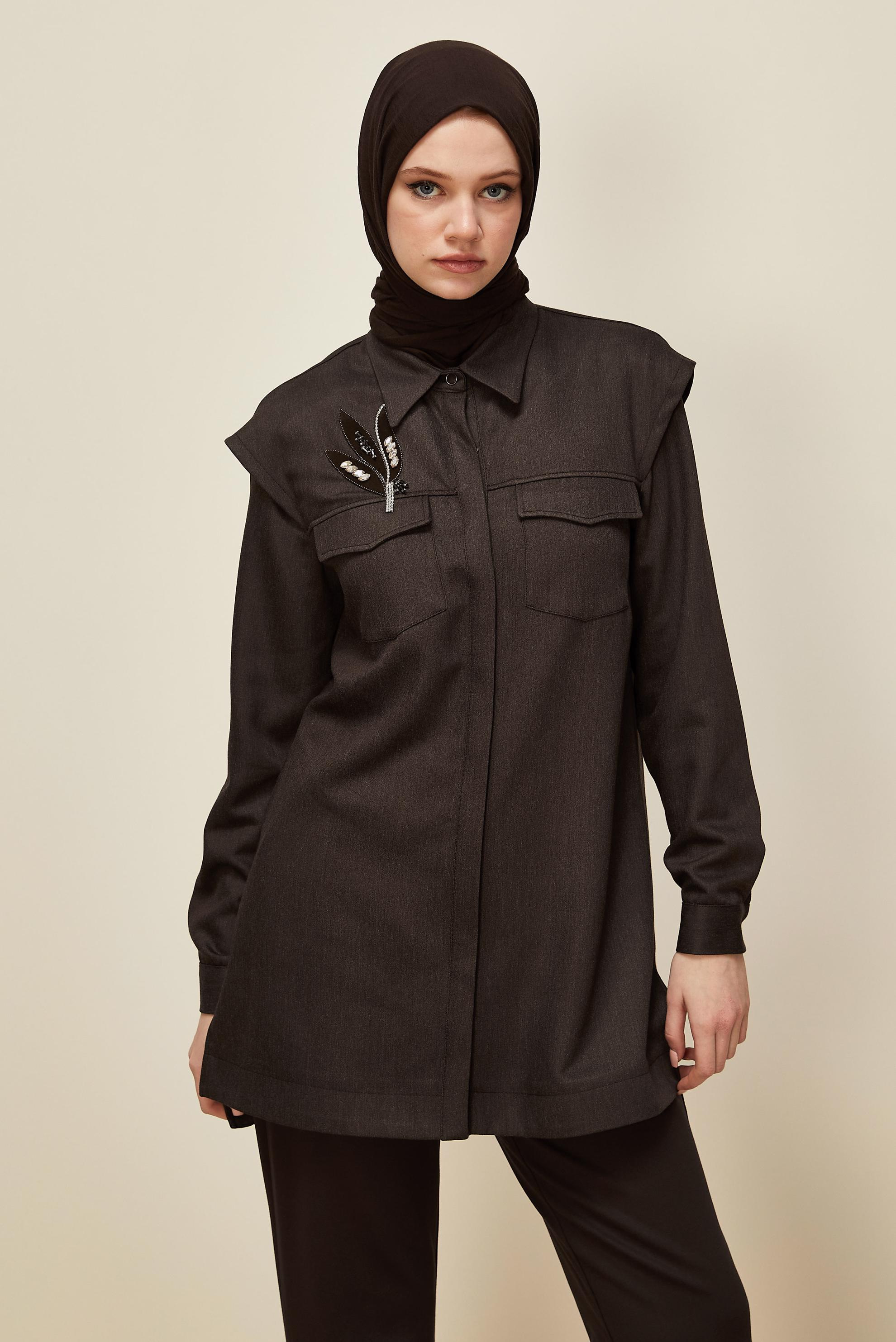Hijab clothing BROWN 46090 12542 TUNİK 38-44 TEK 40