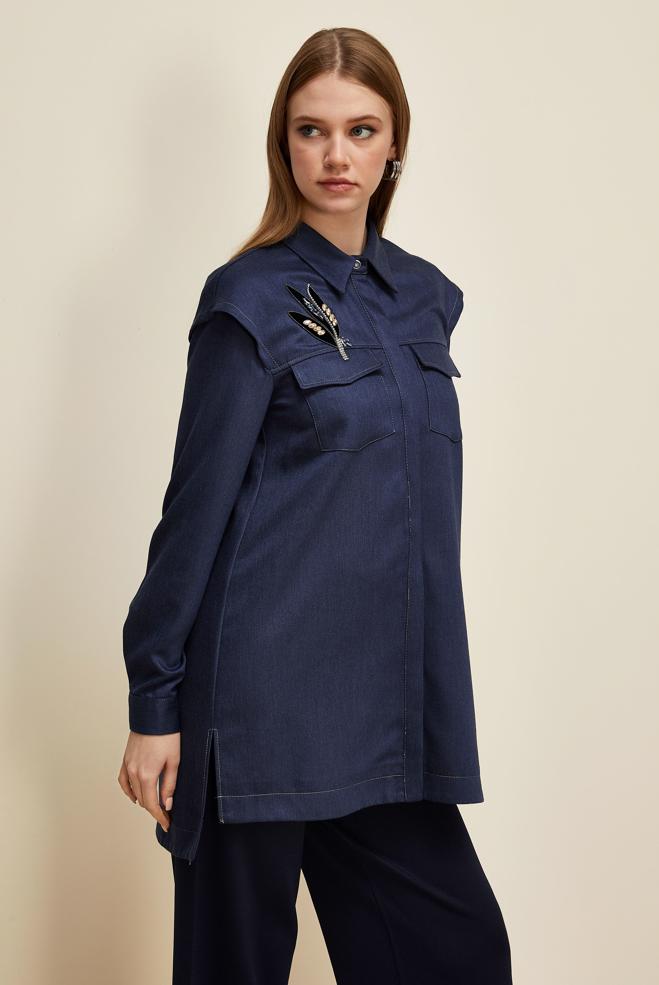 Hijab clothing NAVY BLUE 46090 12542 TUNİK 38-44 TEK 40 - ALVİNA