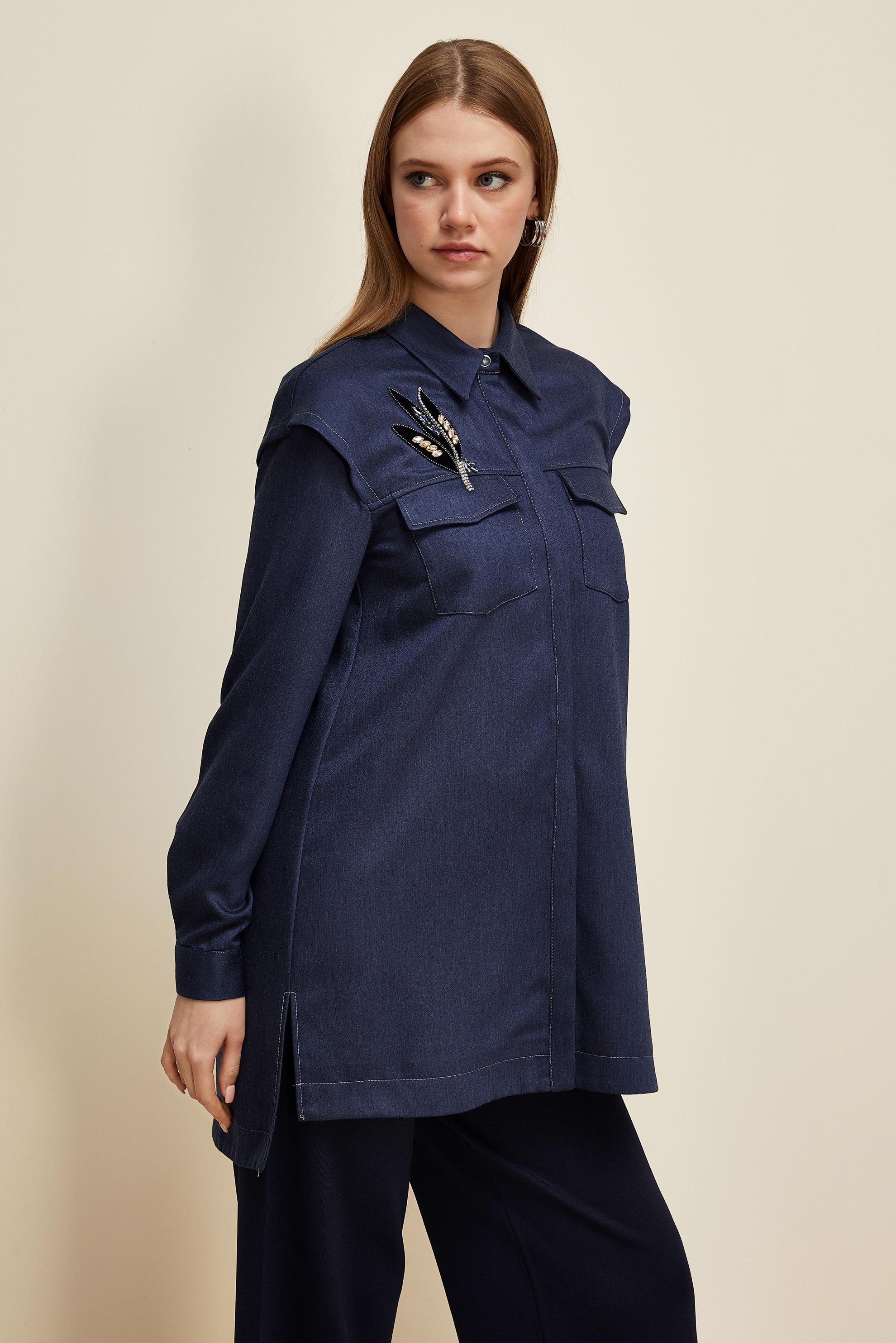 Hijab clothing NAVY BLUE 46090 12542 TUNİK 38-44 TEK 40