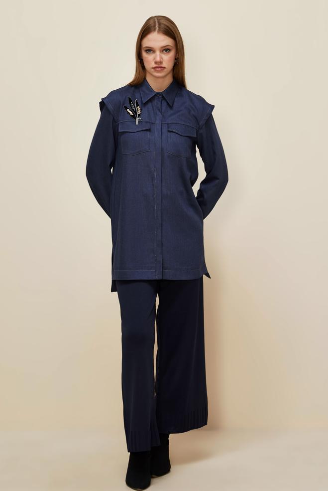 Hijab clothing NAVY BLUE 46090 12542 TUNİK 38-44 TEK 40 - ALVİNA