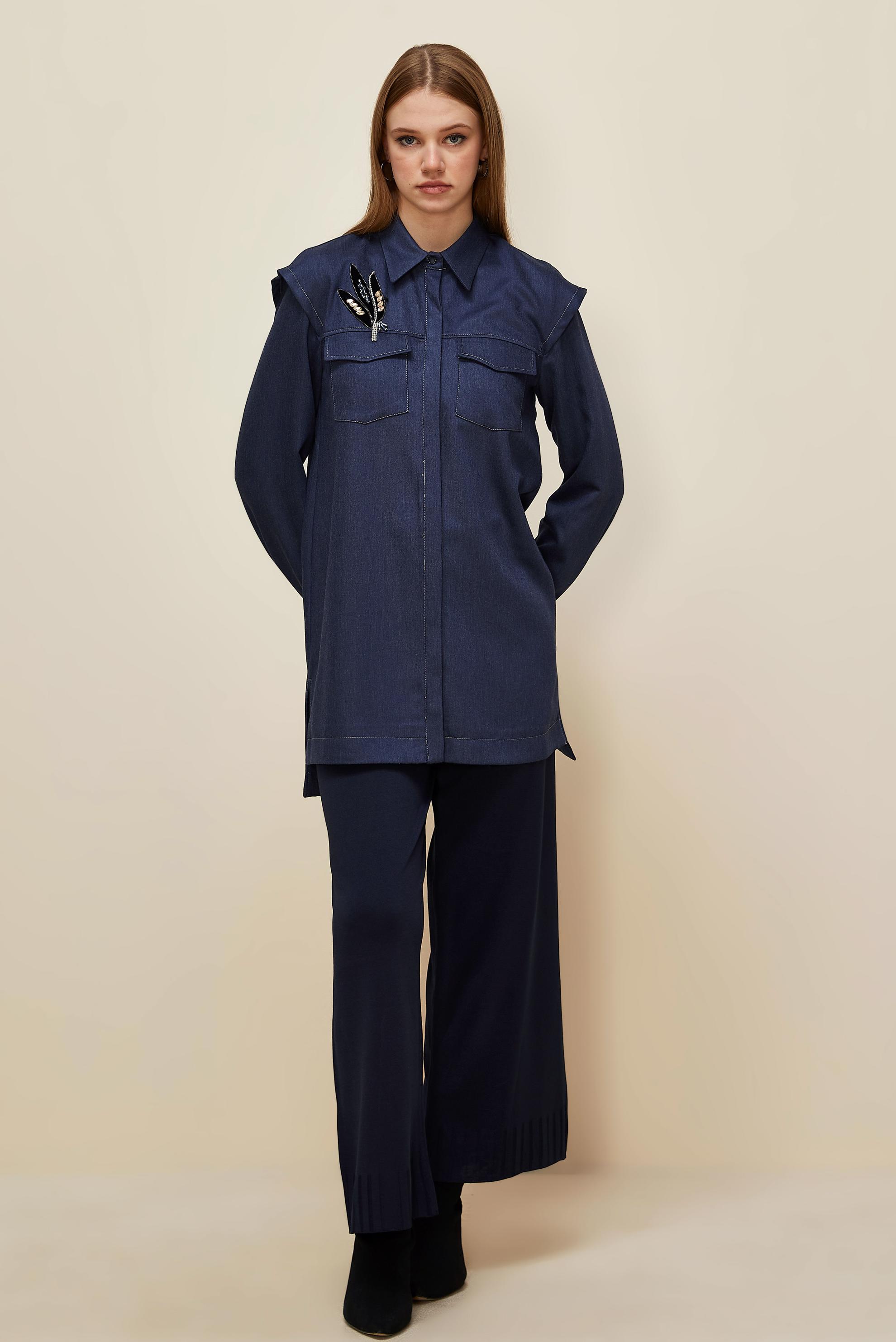 Hijab clothing NAVY BLUE 46090 12542 TUNİK 38-44 TEK 40