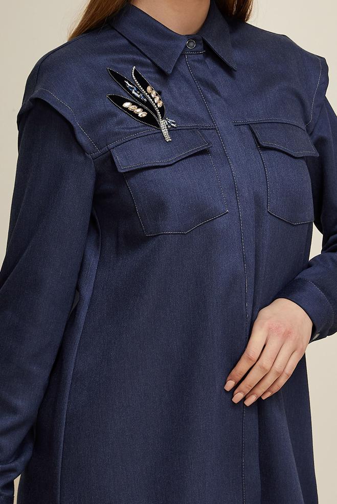 Hijab clothing NAVY BLUE 46090 12542 TUNİK 38-44 TEK 40 - ALVİNA