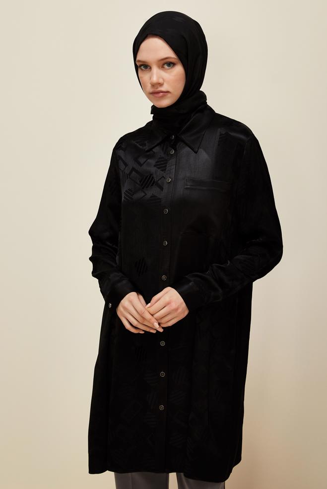 Tesettür giyim SİYAH 46091 JUN 871 TUNİK 40-48 - ALVİNA