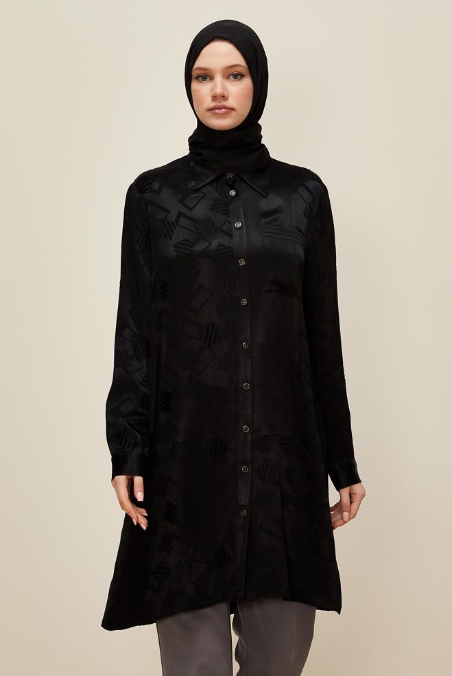 Tesettür giyim SİYAH 46091 JUN 871 TUNİK 40-48 - ALVİNA