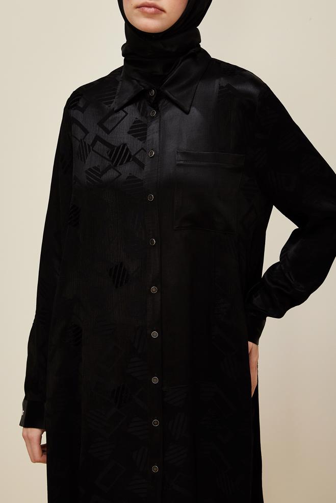 Tesettür giyim SİYAH 46091 JUN 871 TUNİK 40-48 - ALVİNA