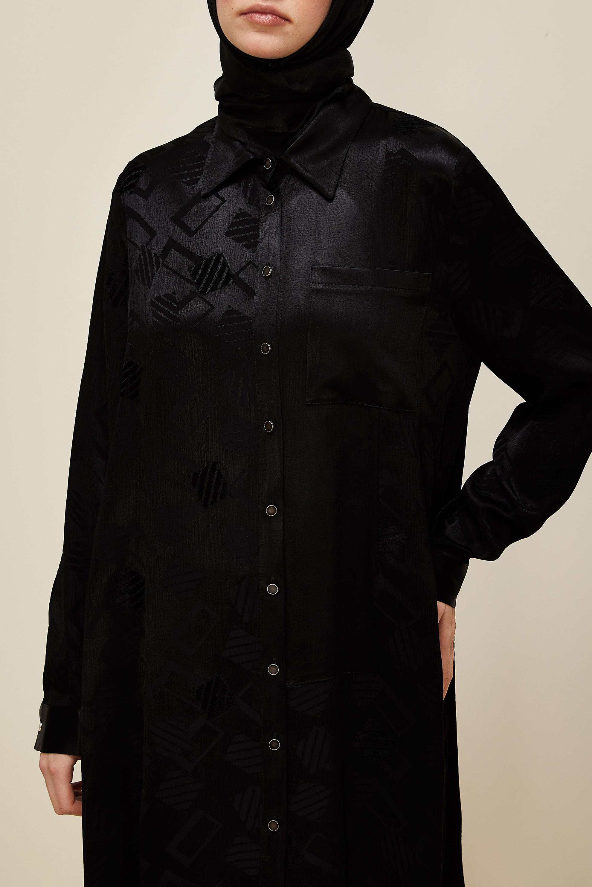 Tesettür giyim SİYAH 46091 JUN 871 TUNİK 40-48