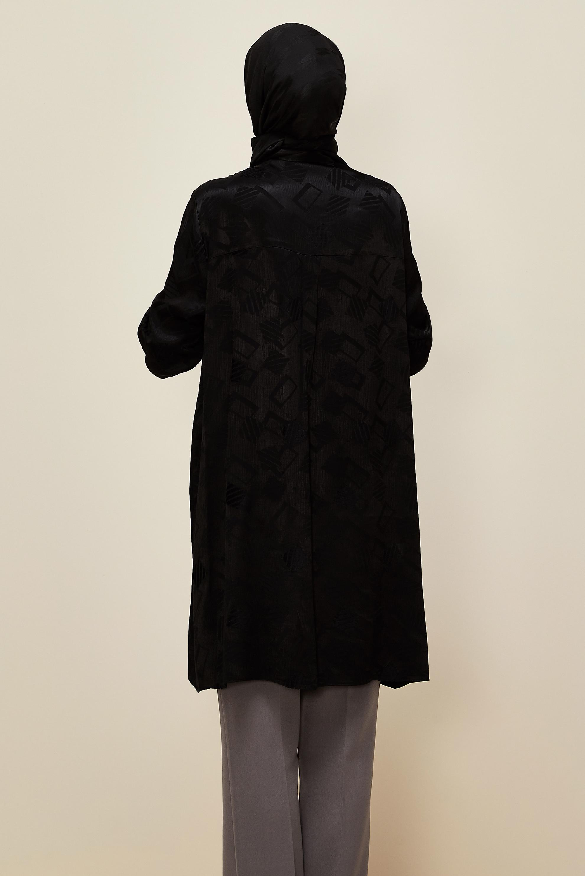 Tesettür giyim SİYAH 46091 JUN 871 TUNİK 40-48