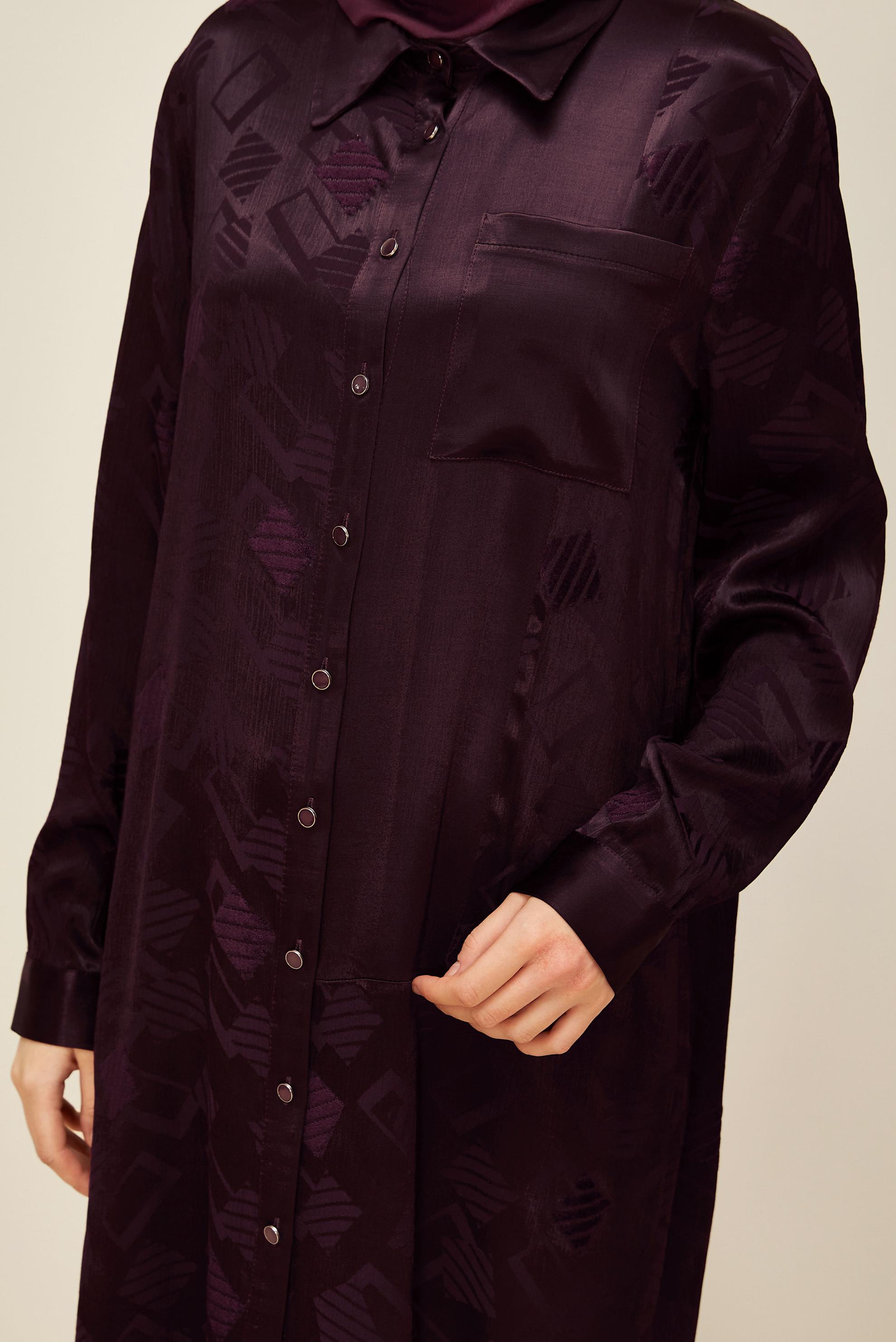 Tesettür giyim BORDO JAKAR TUNİK 46091