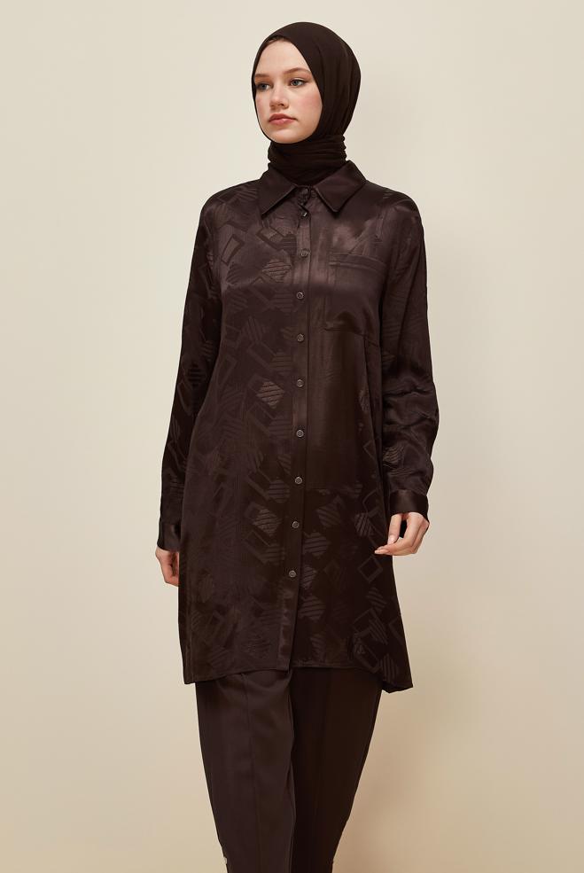 Tesettür giyim KAHVE 46091 JUN 871 TUNİK 40-48 - ALVİNA