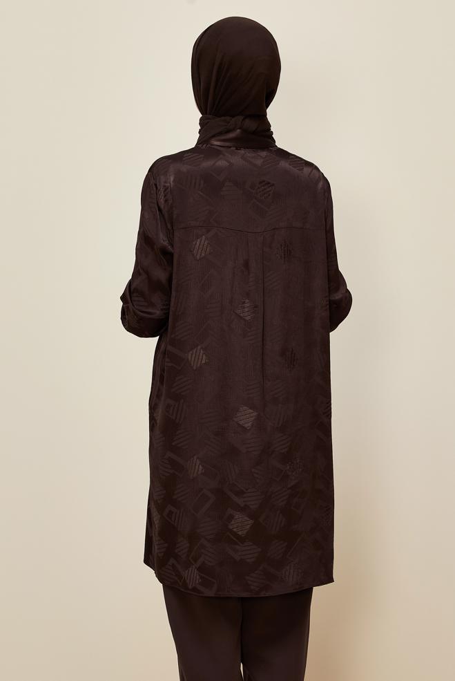 Tesettür giyim KAHVE 46091 JUN 871 TUNİK 40-48 - ALVİNA