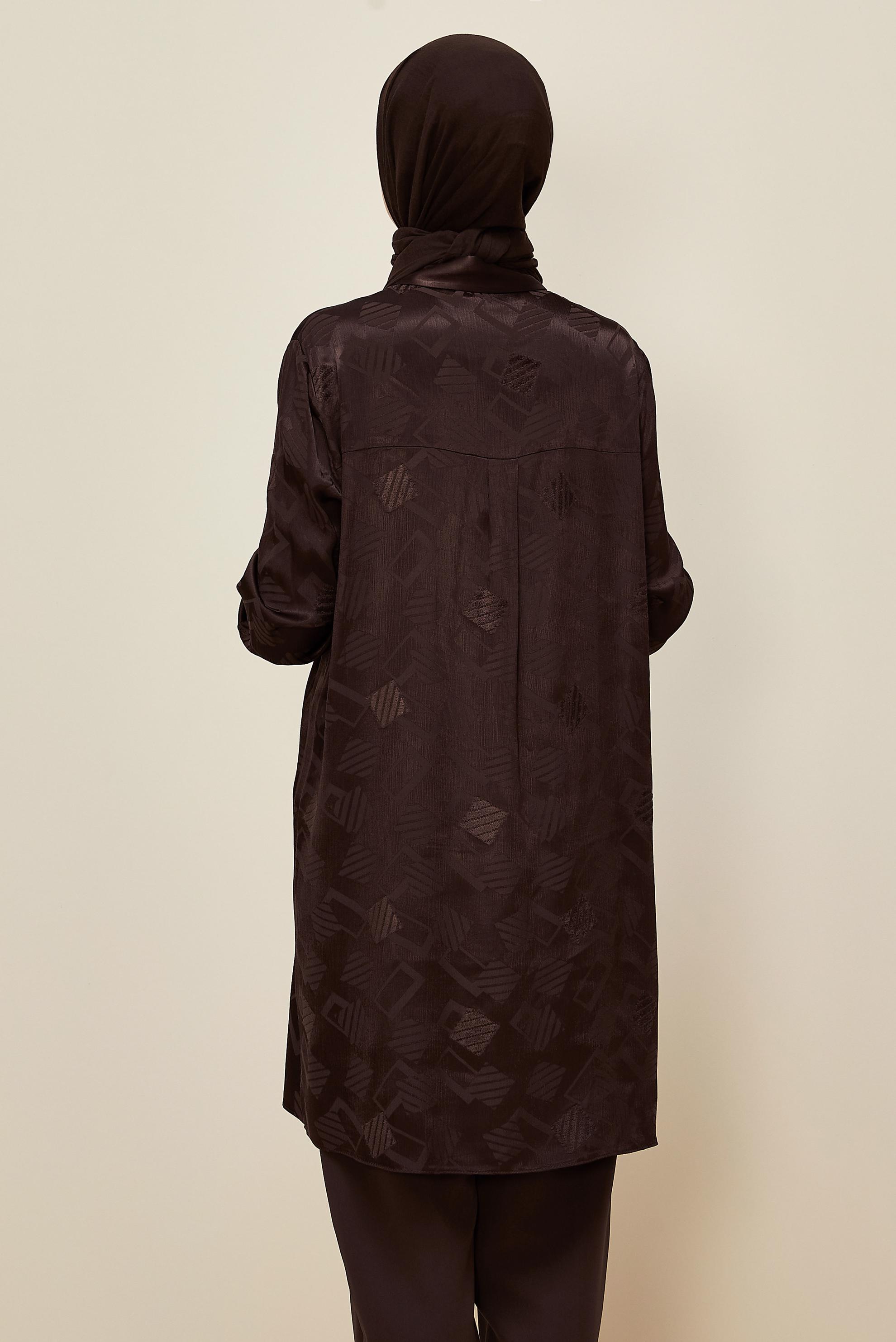 Tesettür giyim KAHVE 46091 JUN 871 TUNİK 40-48