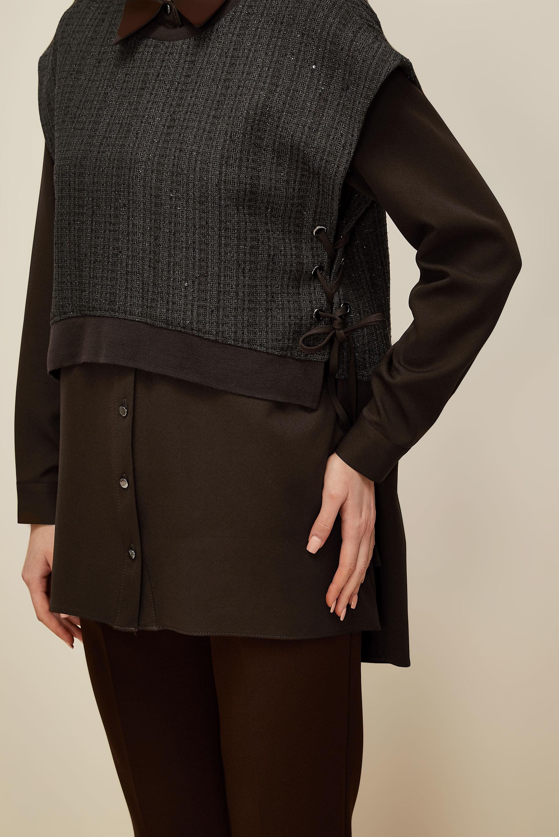 Tesettür giyim KAHVE GÖMLEKLİ TUNİK 46098