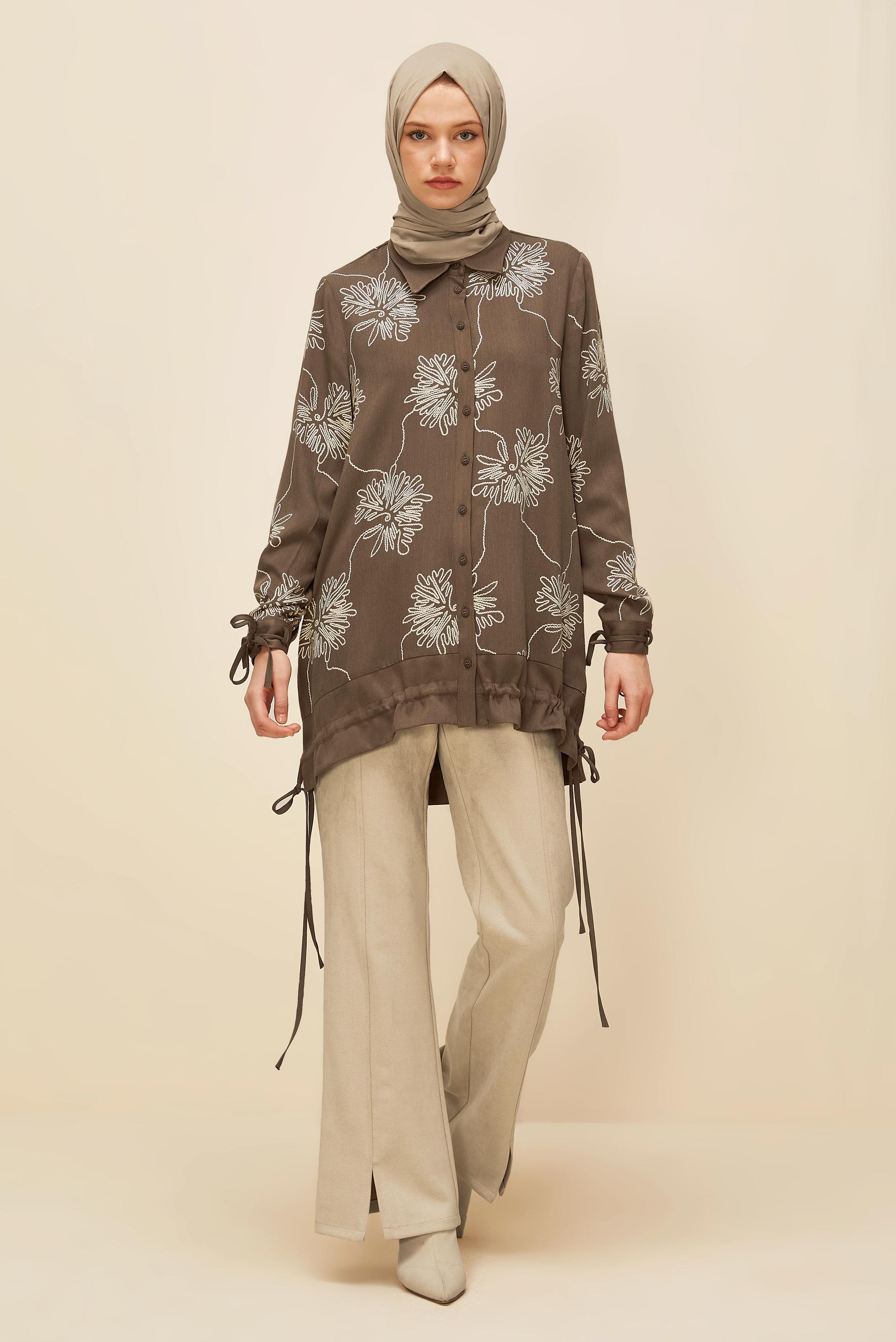 Tesettür giyim VİZON DESENLİ TUNİK 46099