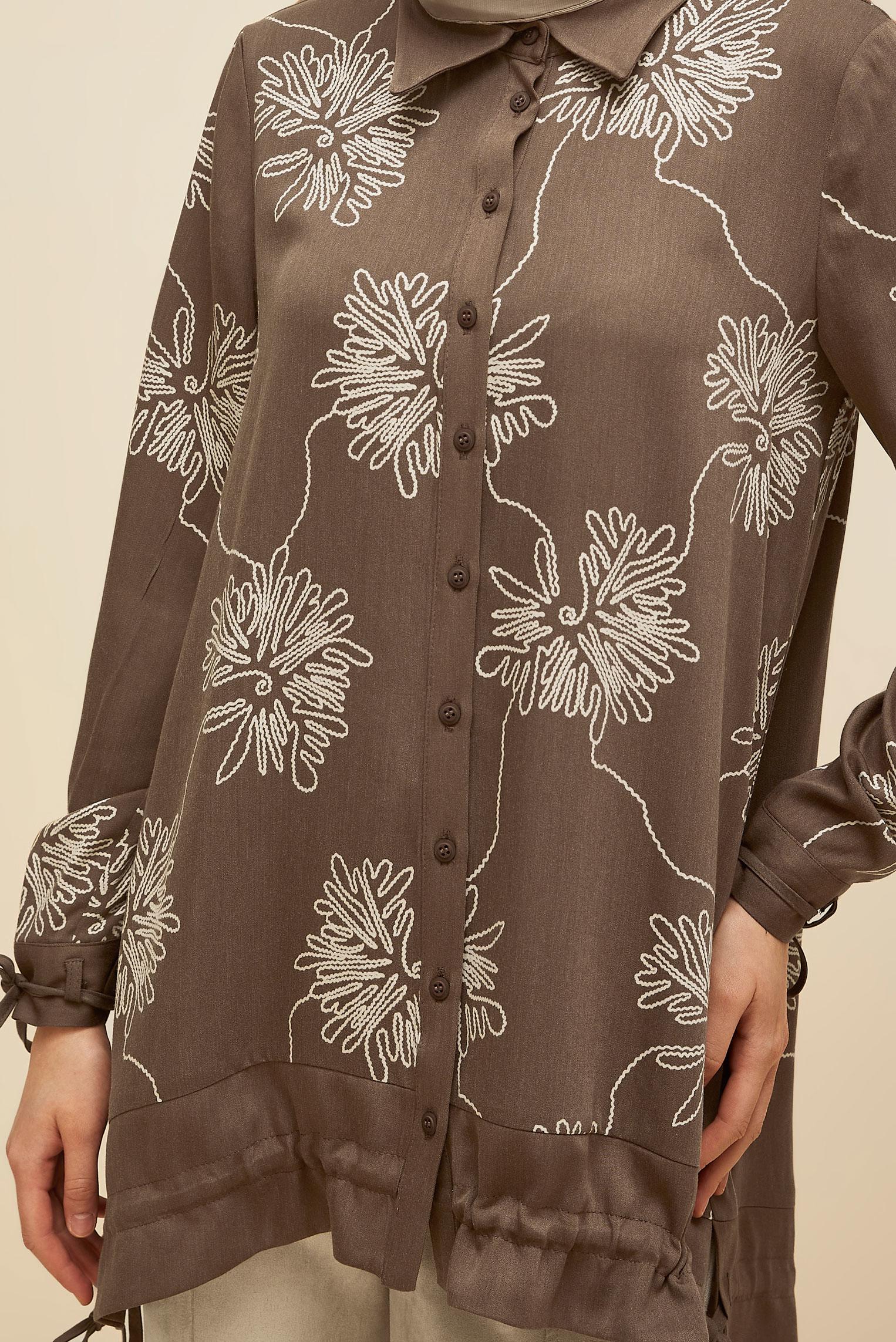 Tesettür giyim VİZON DESENLİ TUNİK 46099