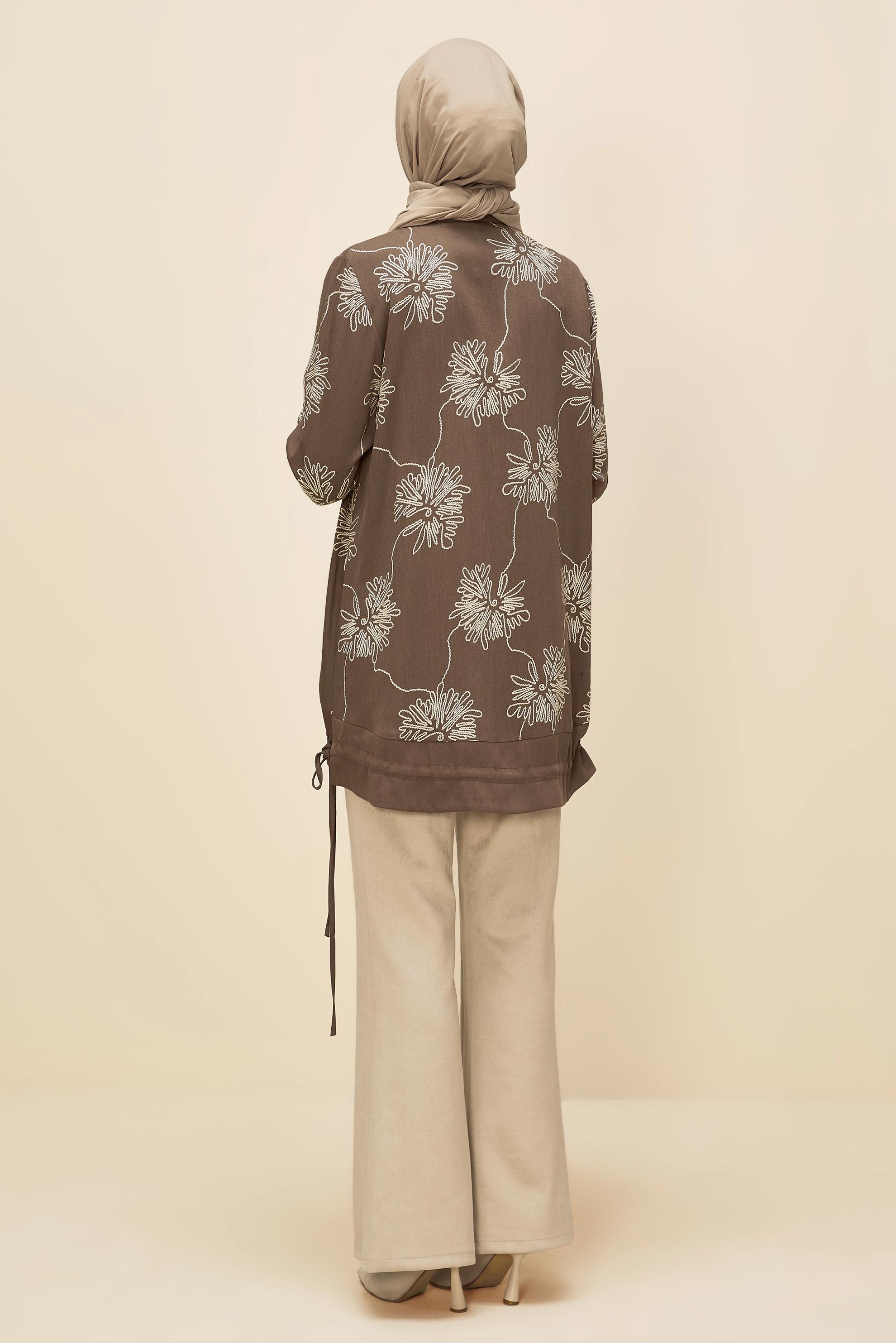 Tesettür giyim VİZON DESENLİ TUNİK 46099