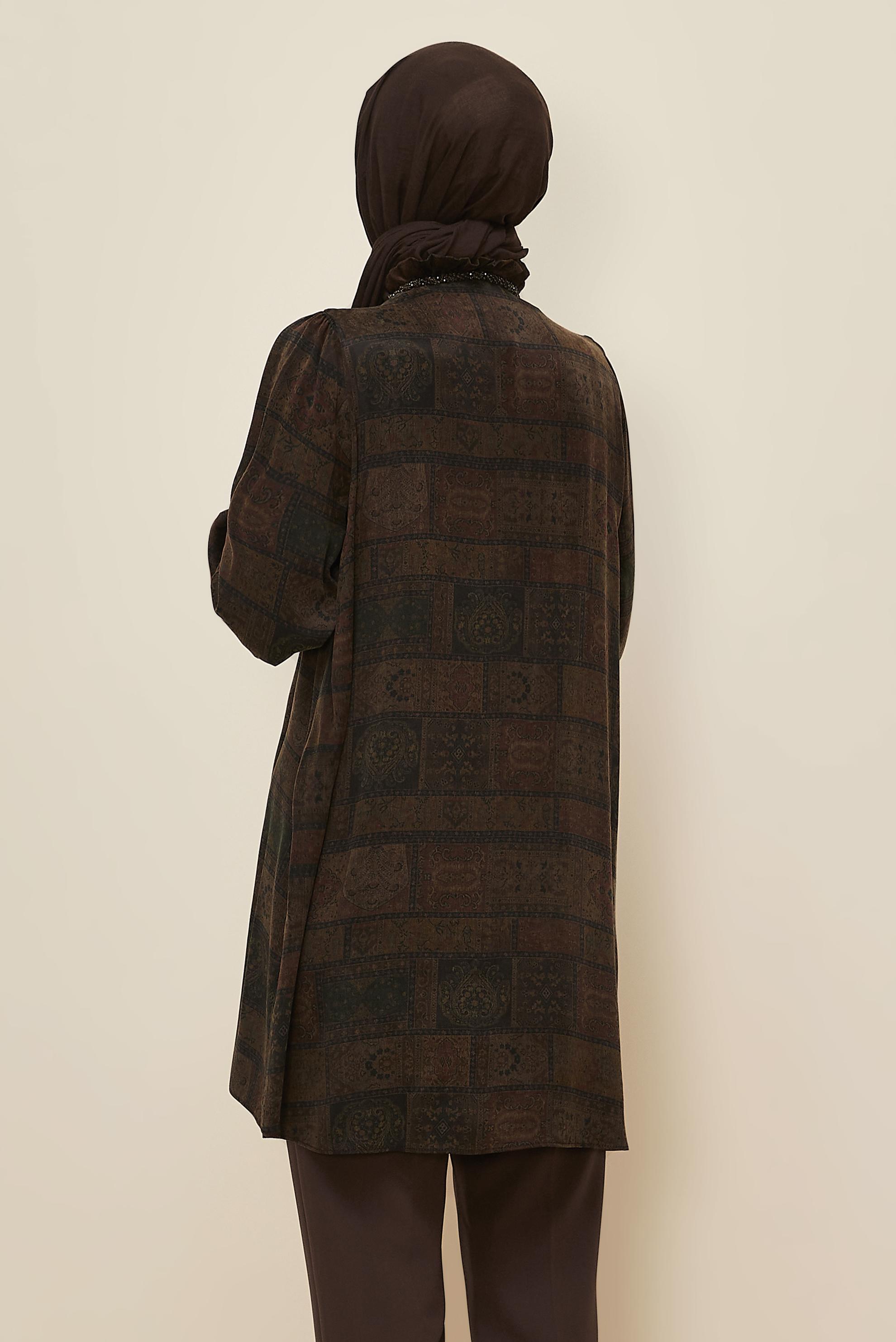 Hijab clothing BROWN TUNIC WITH TIE DETAIL 46115