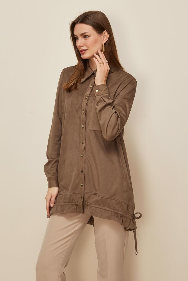 Tesettür giyim VİZON 46116 DOUBLE SÜET 174 TUNİK 38-44 TEK 40 - ALVİNA