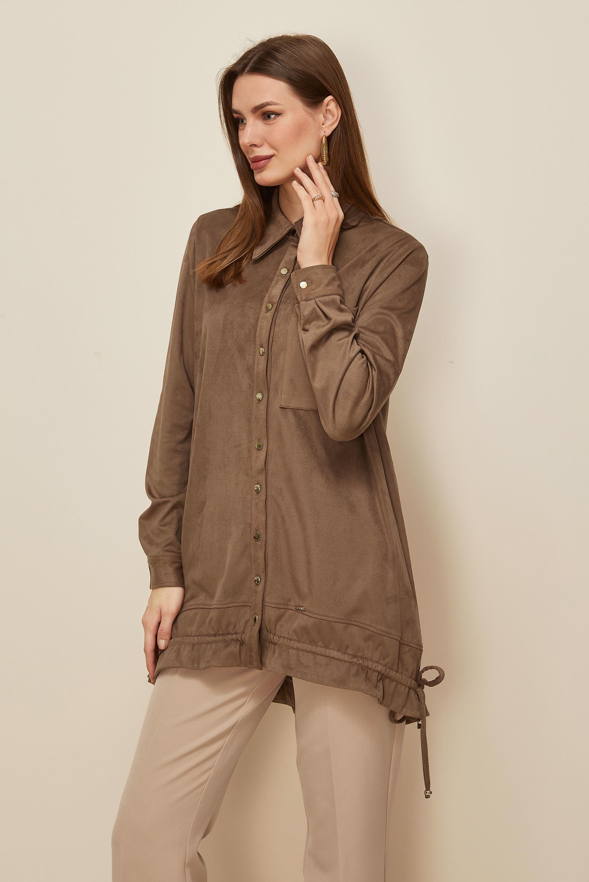 Tesettür giyim VİZON 46116 DOUBLE SÜET 174 TUNİK 38-44 TEK 40