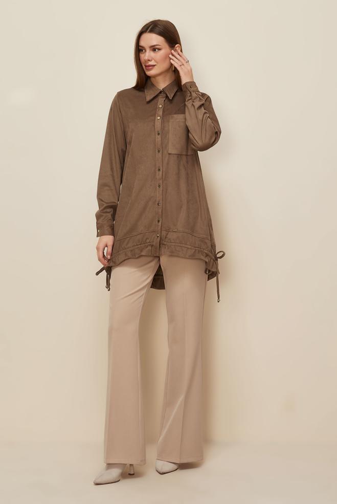 Tesettür giyim VİZON 46116 DOUBLE SÜET 174 TUNİK 38-44 TEK 40 - ALVİNA