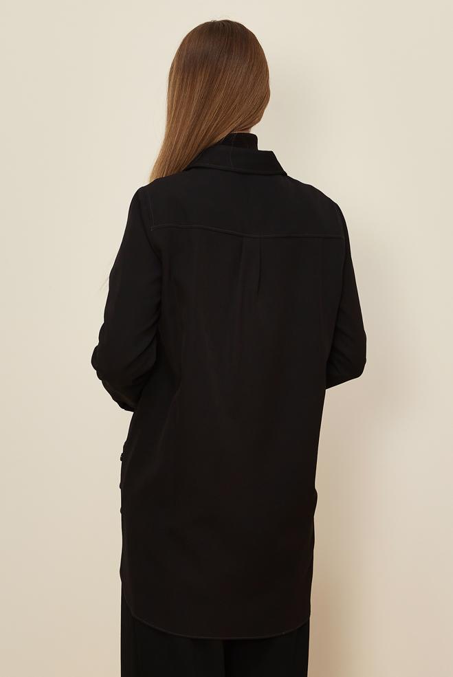 Tesettür giyim SİYAH GÖMLEK YAKA TUNİK 46117 - ALVİNA