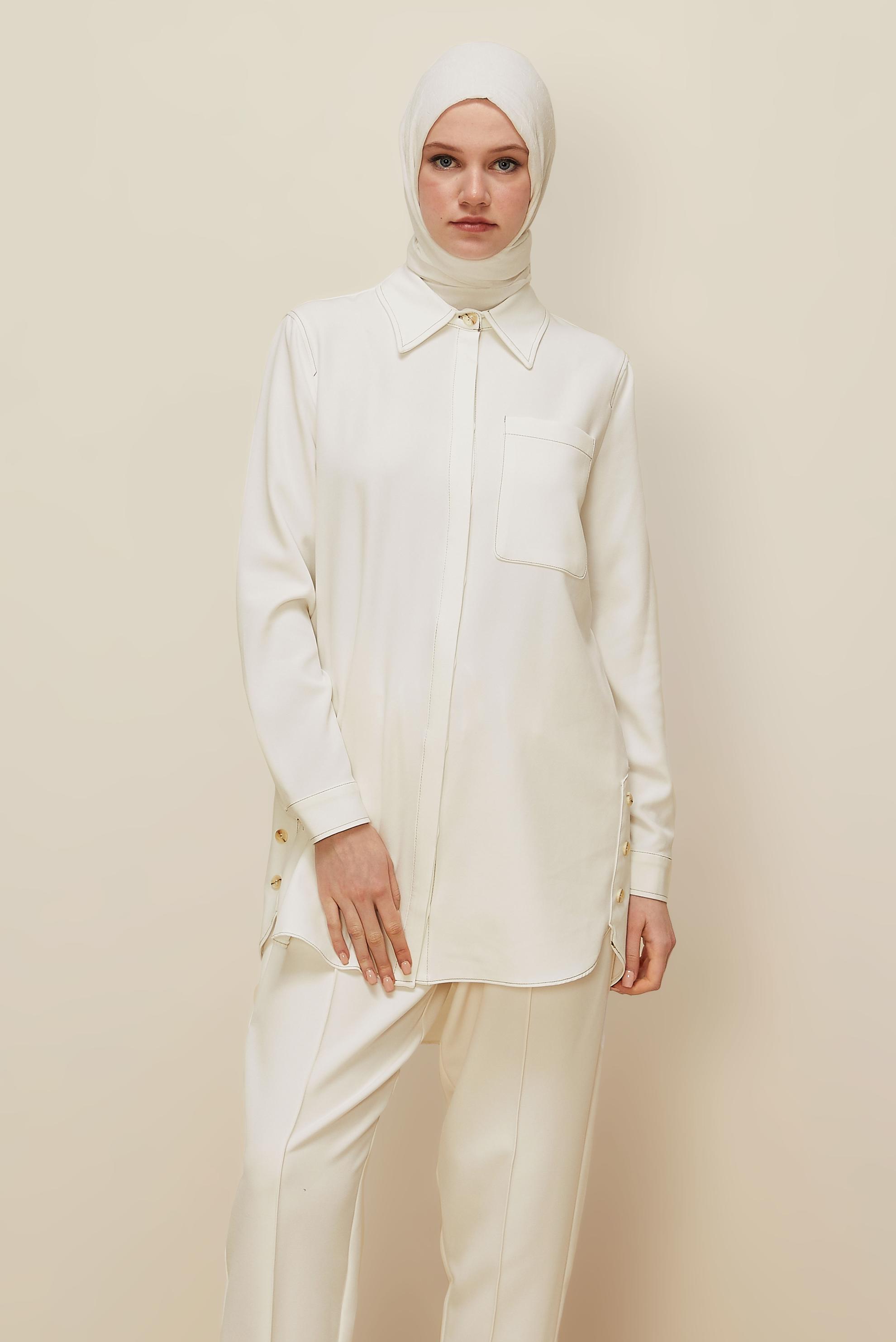 Hijab clothing WHITE SHIRT COLLAR TUNIC 46117