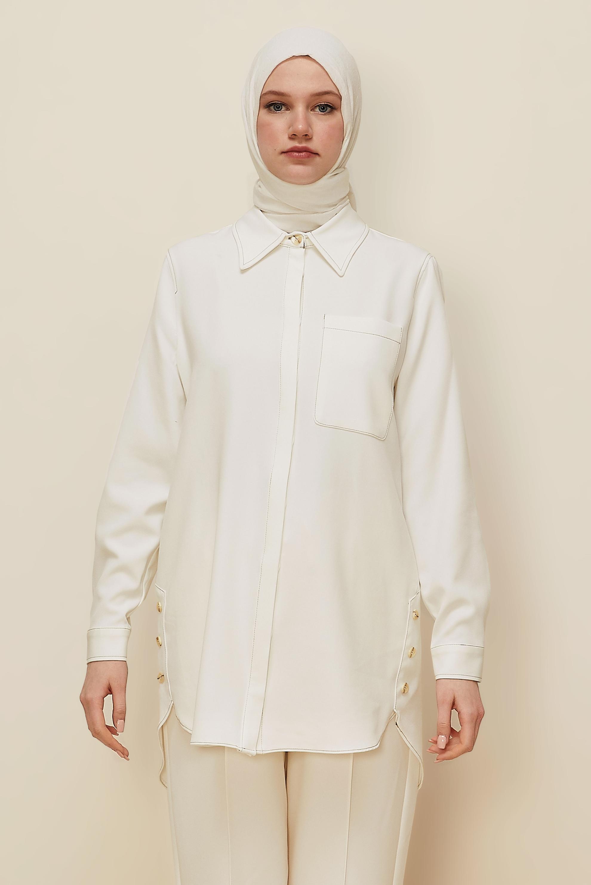 Hijab clothing WHITE SHIRT COLLAR TUNIC 46117