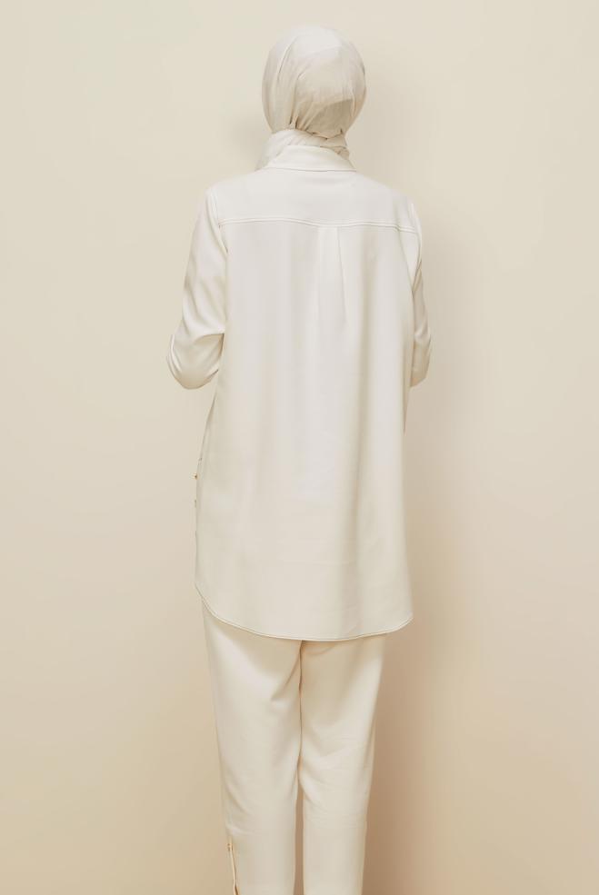 Hijab clothing WHITE SHIRT COLLAR TUNIC 46117 - ALVİNA