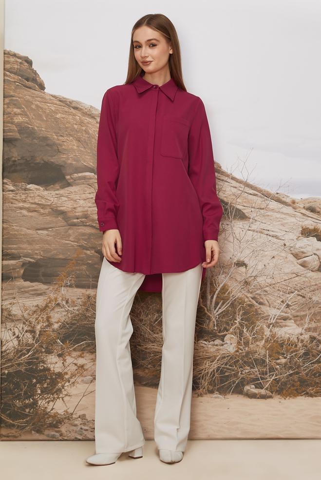 Hijab clothing FUCHSIA SHIRT COLLAR TUNIC 46117 - ALVİNA