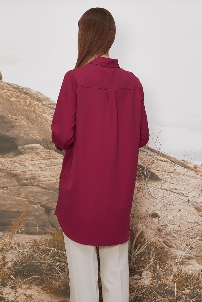Hijab clothing FUCHSIA SHIRT COLLAR TUNIC 46117 - ALVİNA