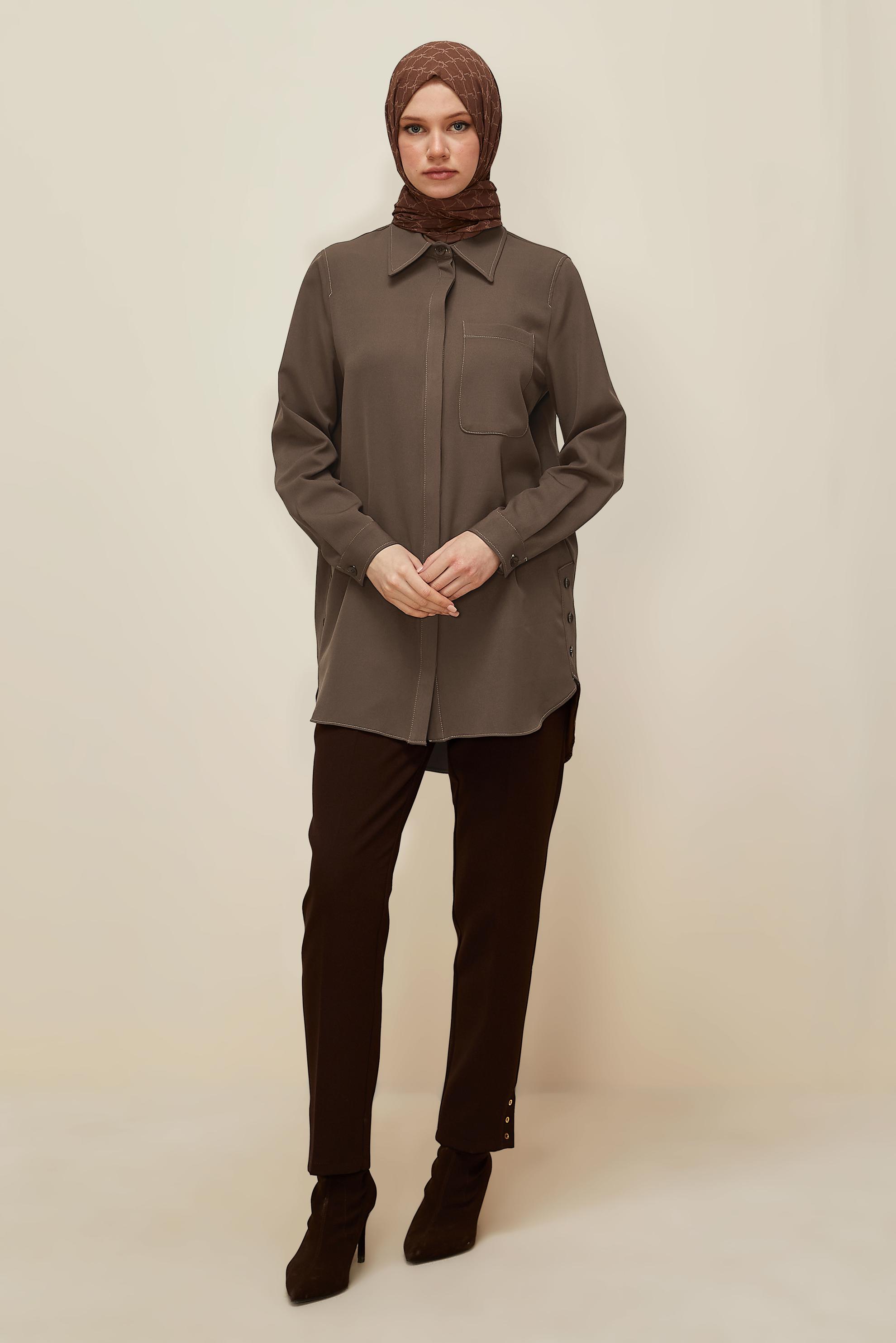 Tesettür giyim VİZON 46117 43961 TUNİK 38-46 TEK40