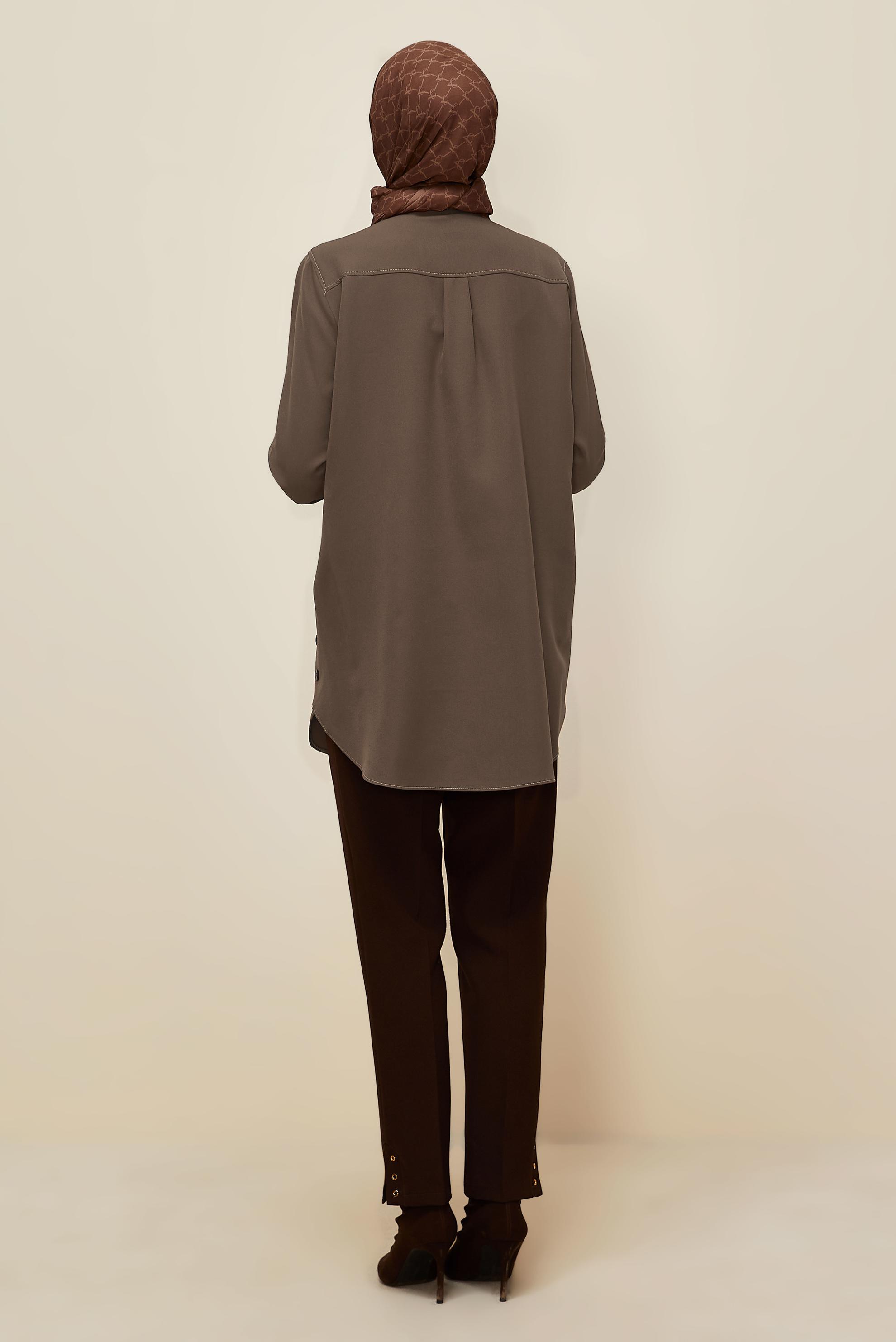 Tesettür giyim VİZON 46117 43961 TUNİK 38-46 TEK40