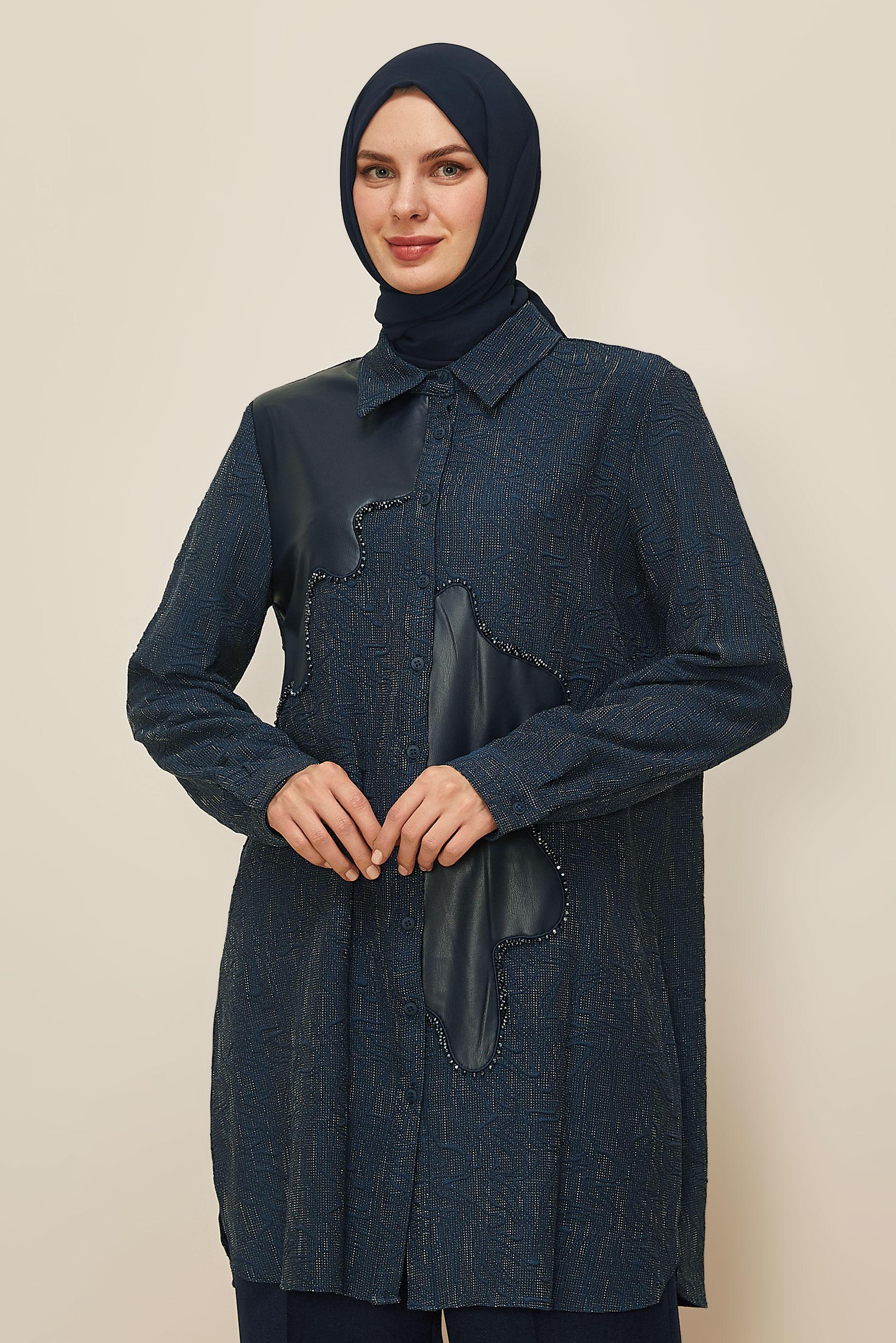 Tesettür giyim LACİVERT 46124 9836 TUNİK 40-48 TEK42