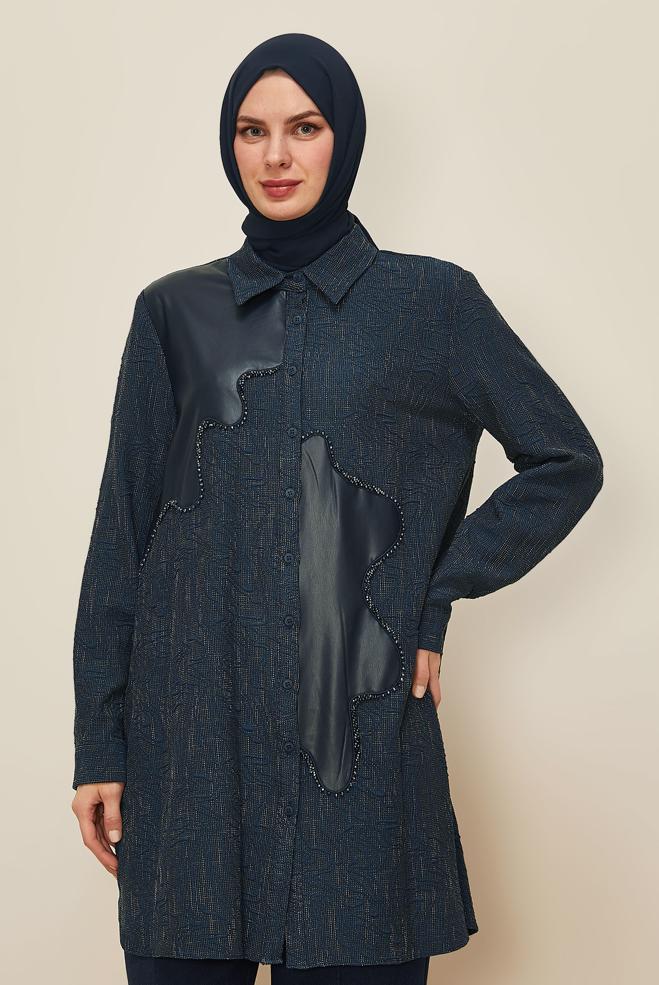 Tesettür giyim LACİVERT 46124 9836 TUNİK 40-48 TEK42 - ALVİNA