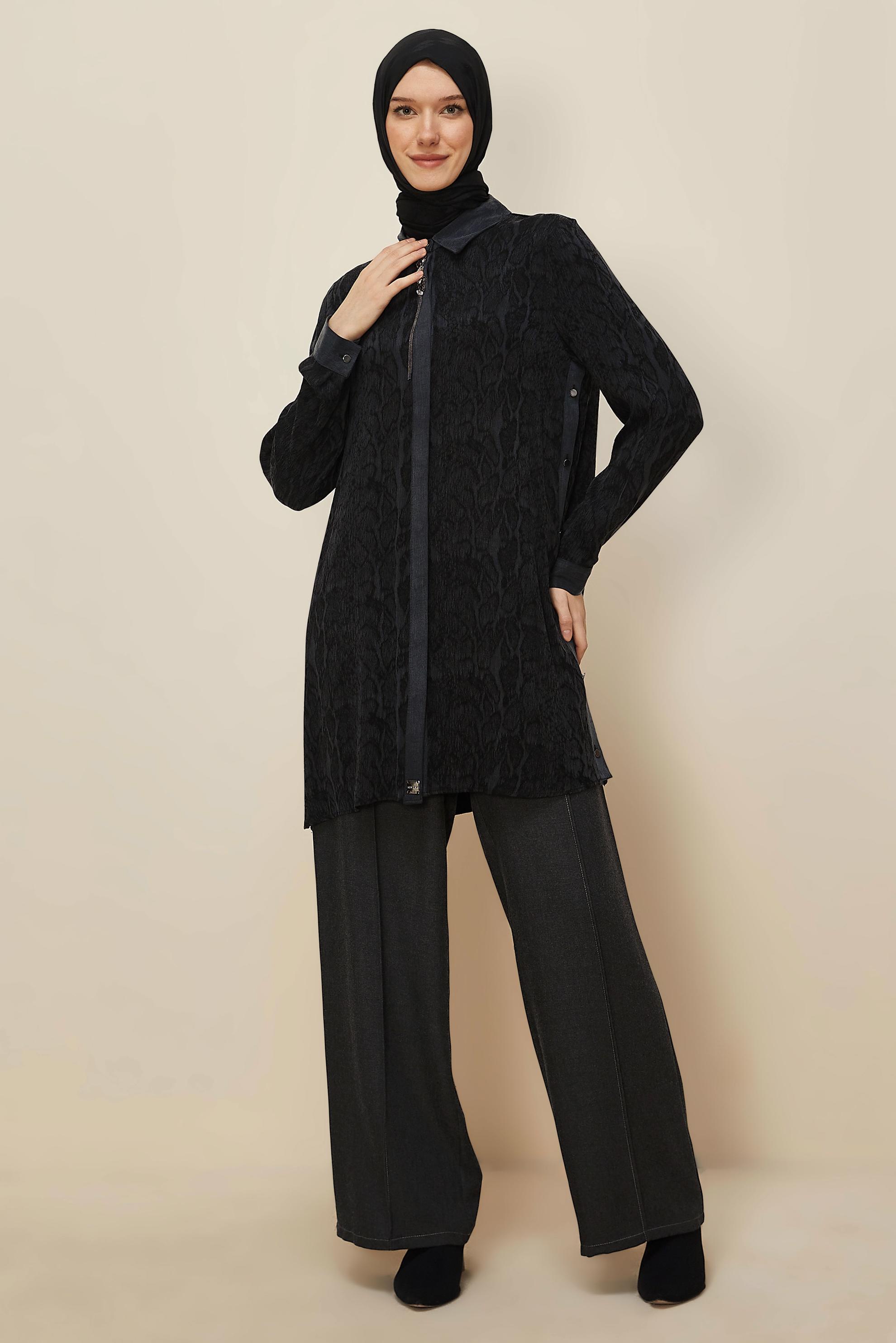 Hijab clothing BLACK 46128 BMK CUPRO TUNİK 40-48 TEK42