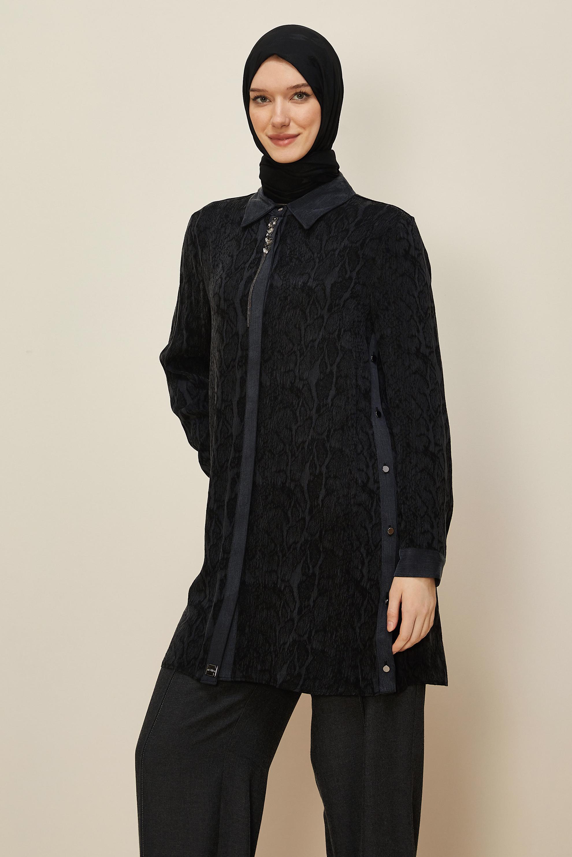 Hijab clothing BLACK 46128 BMK CUPRO TUNİK 40-48 TEK42