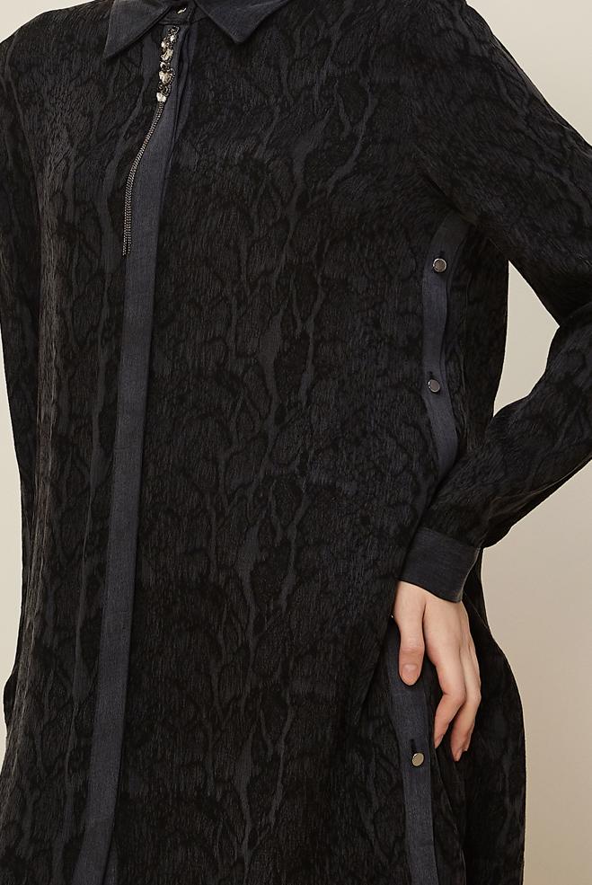 Tesettür giyim SİYAH 46128 BMK CUPRO TUNİK 40-48 TEK42 - ALVİNA