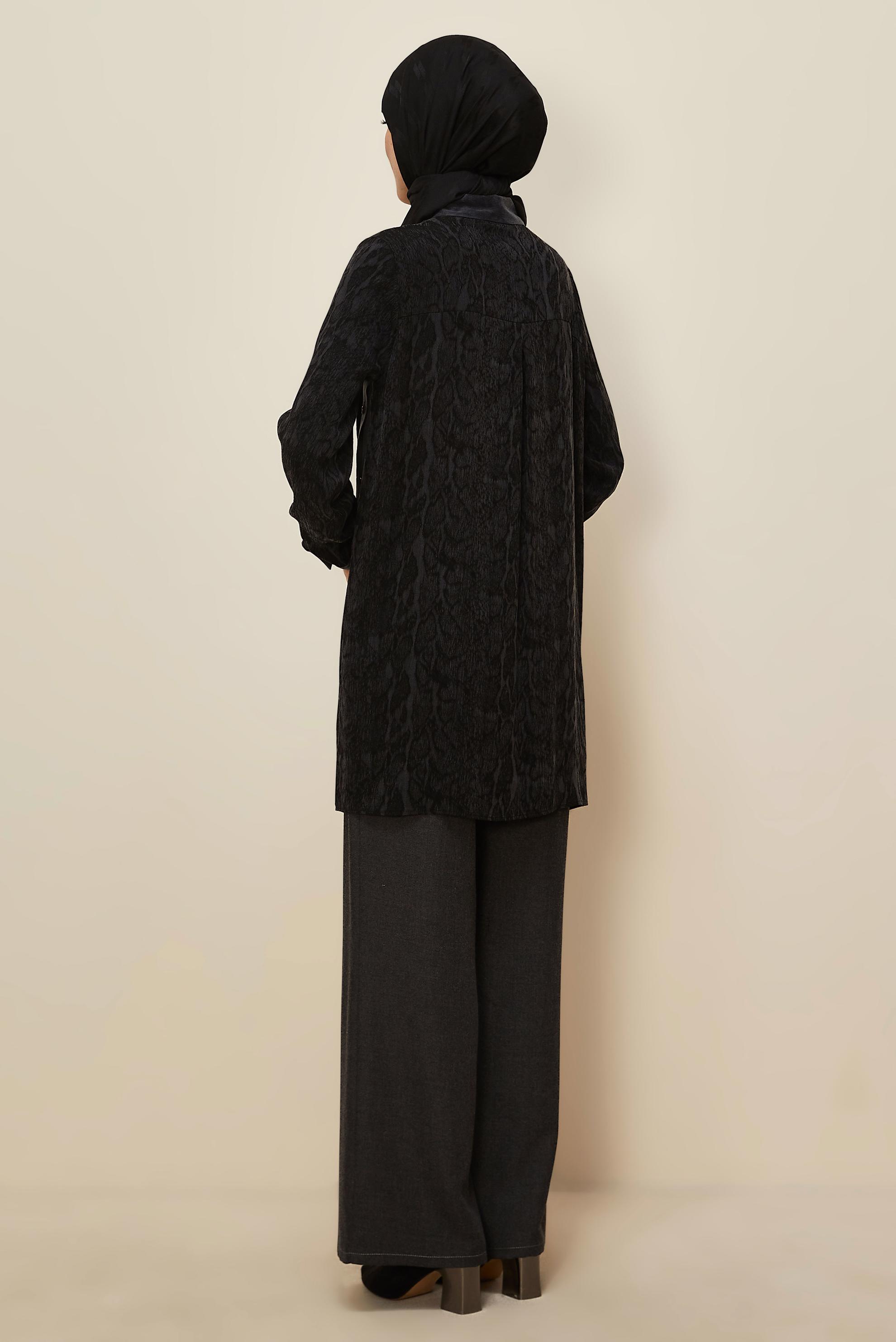 Hijab clothing BLACK 46128 BMK CUPRO TUNİK 40-48 TEK42