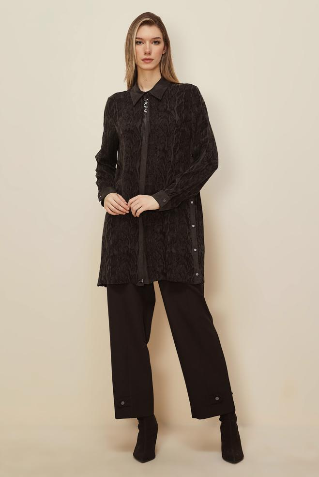 Tesettür giyim KAHVE 46128 BMK CUPRO TUNİK 40-48 TEK42 - ALVİNA