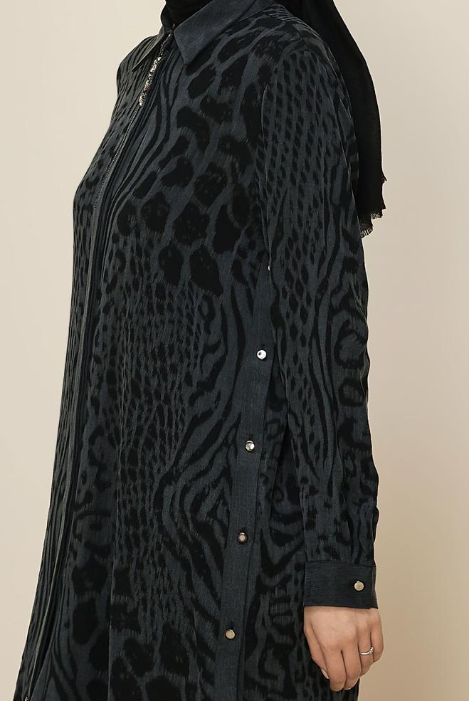 Tesettür giyim SİYAH 46128-1 CUPRO 0035 TUNİK 40-48 TEK42 - ALVİNA