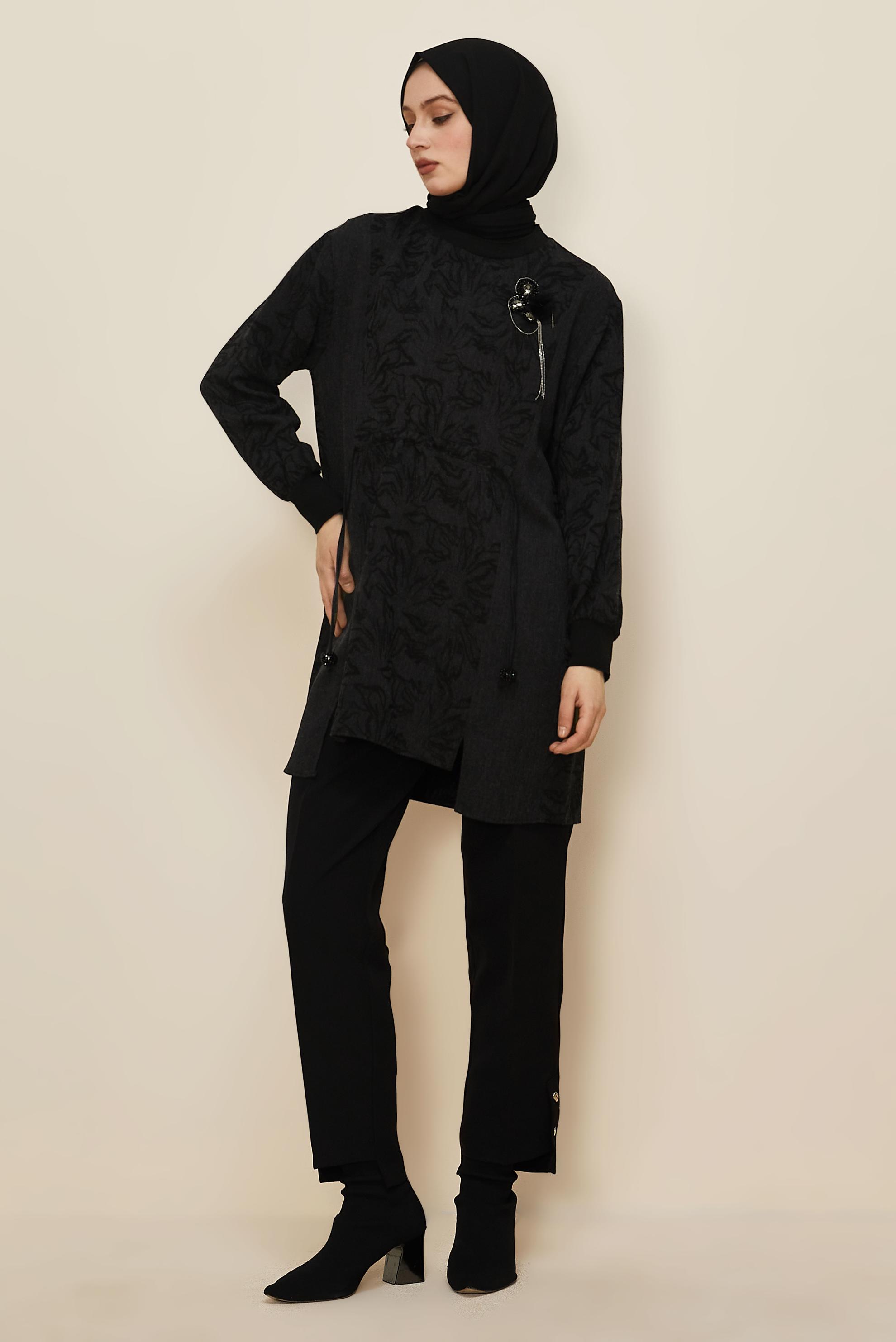 Tesettür giyim SİYAH JAKAR TUNİK 46129