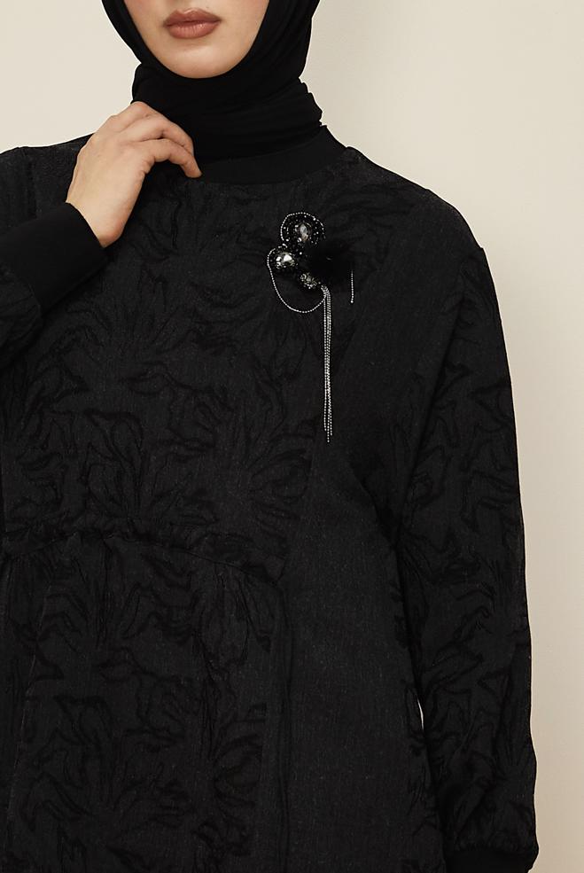 Tesettür giyim SİYAH JAKAR TUNİK 46129 - ALVİNA